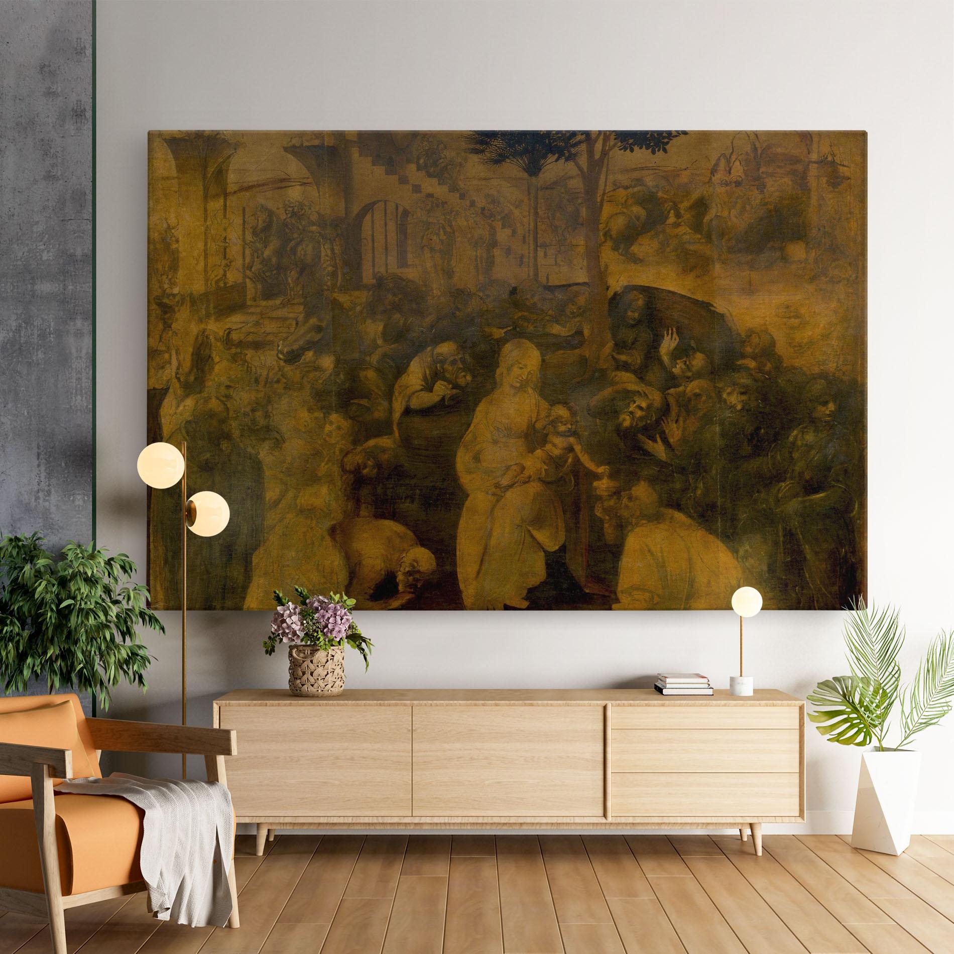 Vászonkép Leonardo Da Vinci Adorazione Dei Magi mockup 9