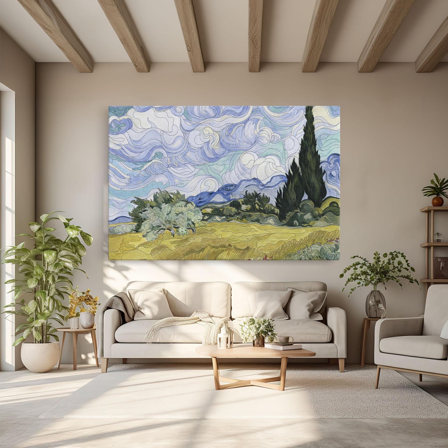 Vászonkép Wheat Field Cypresses mockup 6