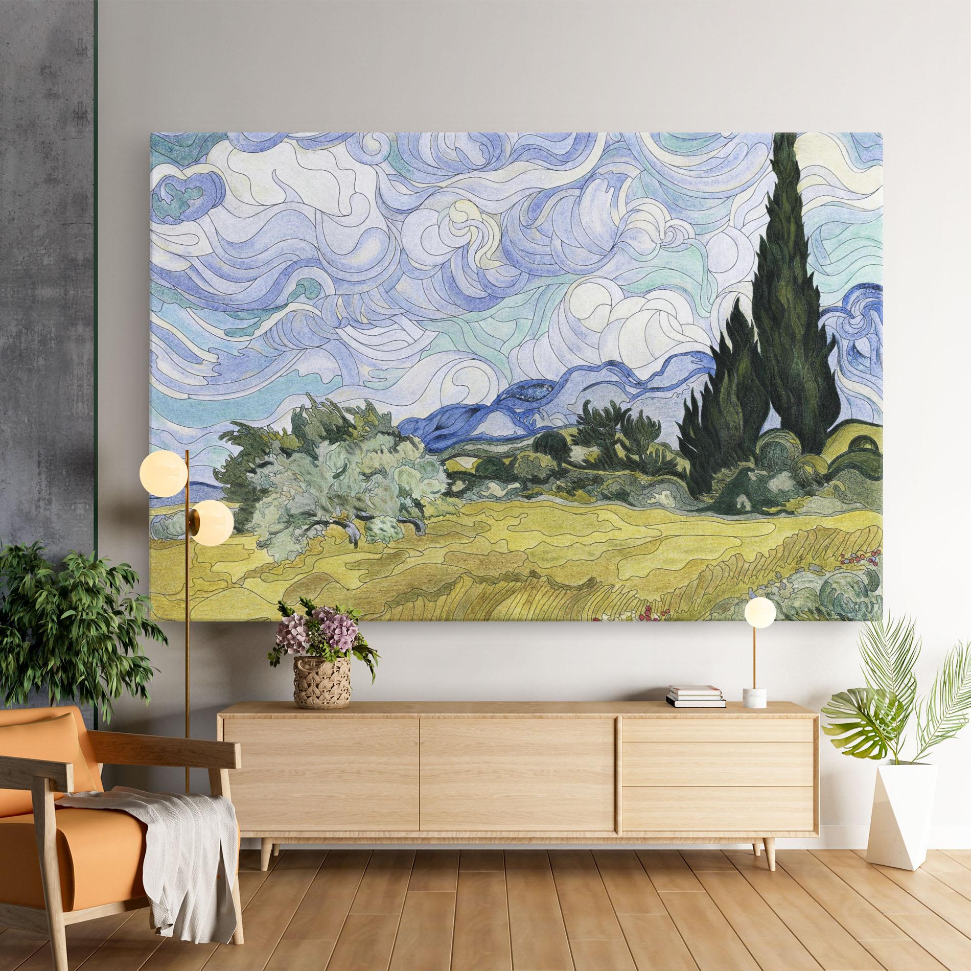 Vászonkép Wheat Field Cypresses mockup 9