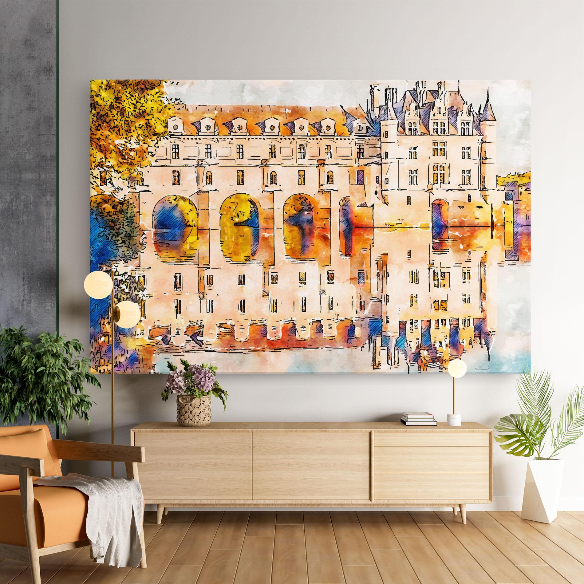 Vászonkép Blue Orange Castle mockup 9