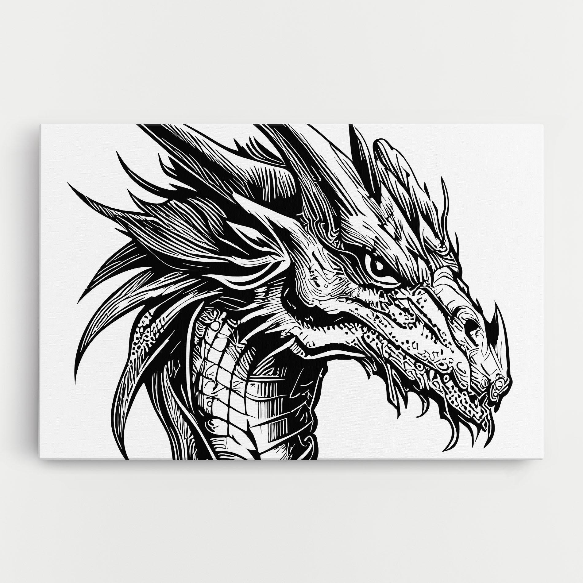 Vászonkép Black Line Dragon mockup 0