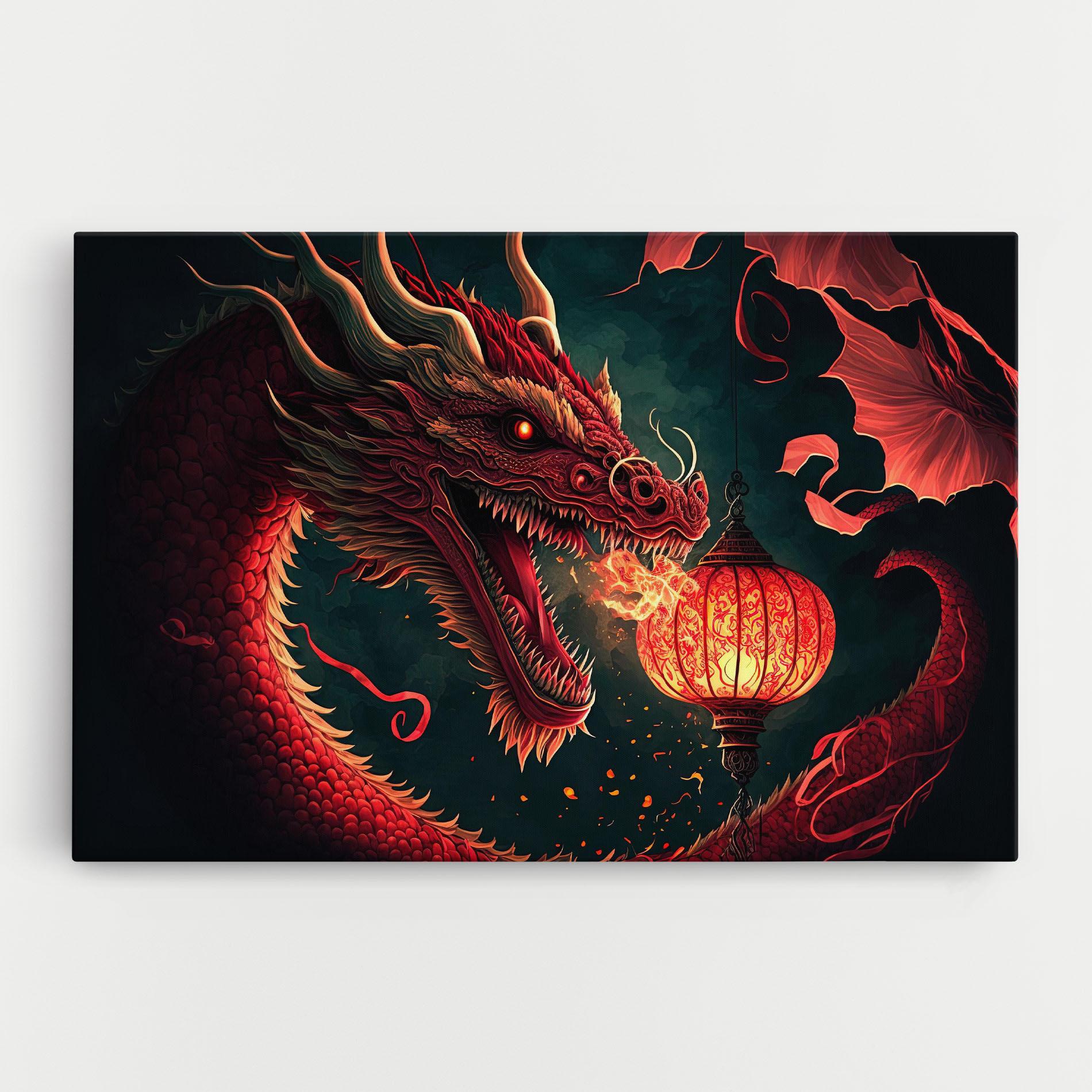 Vászonkép Red Fire Dragon mockup 0