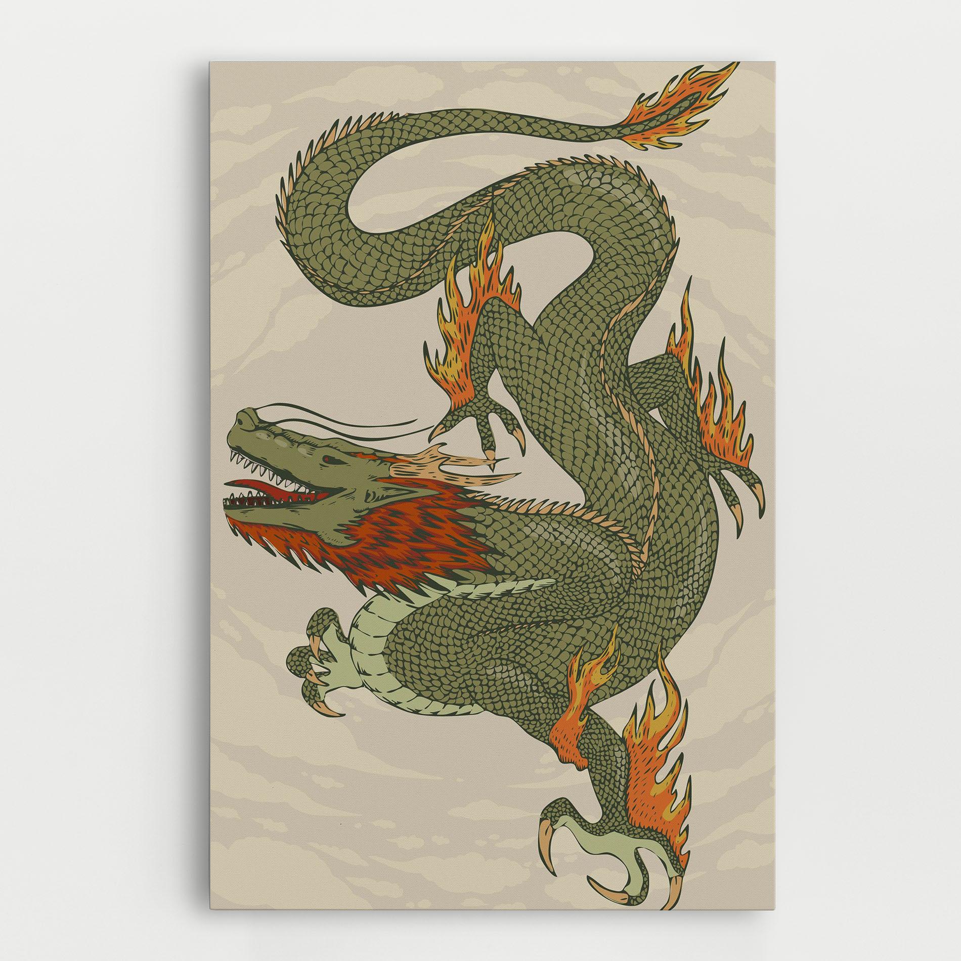 Vászonkép Chinese Dragon Green mockup 0