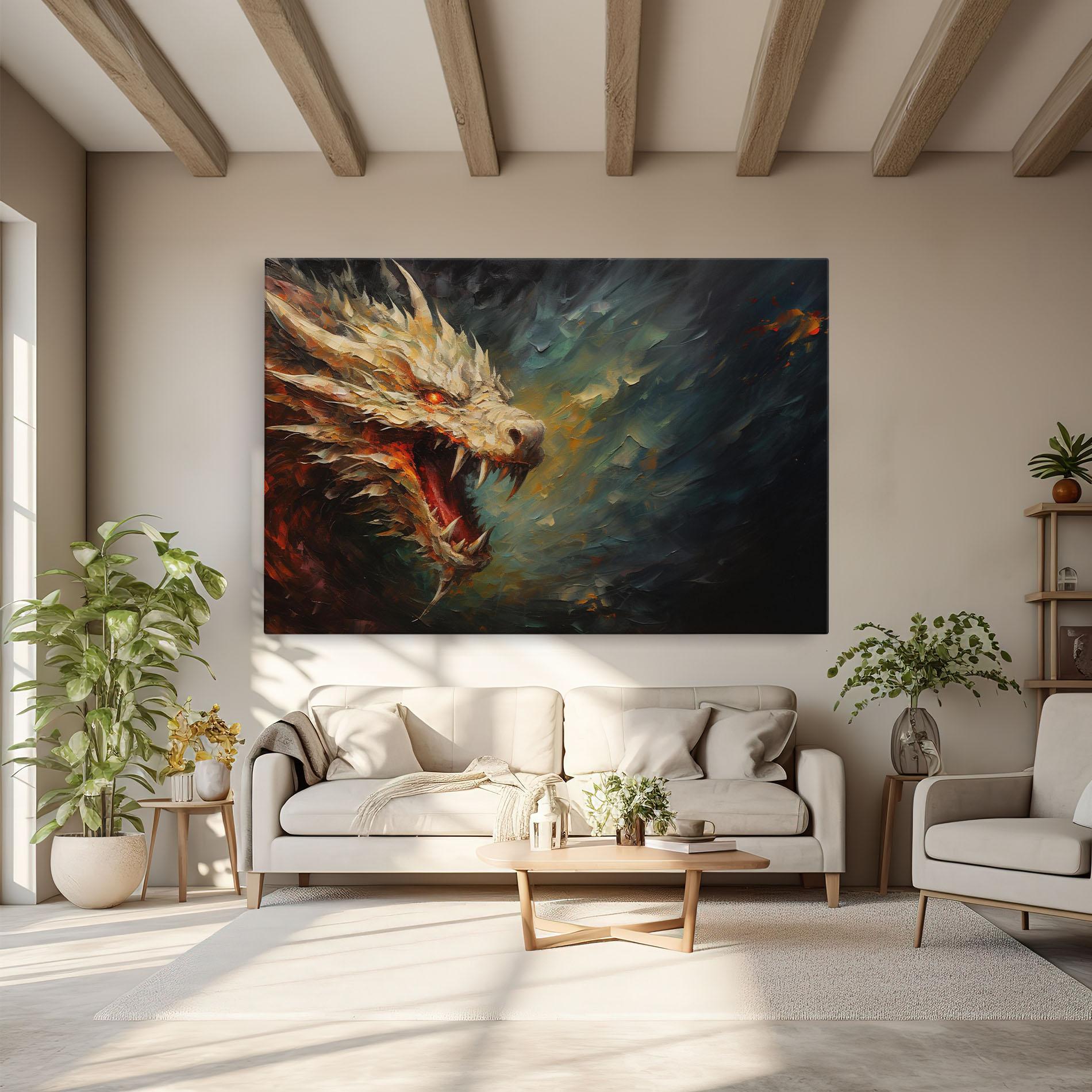 Vászonkép Angry Dragon Painting mockup 6