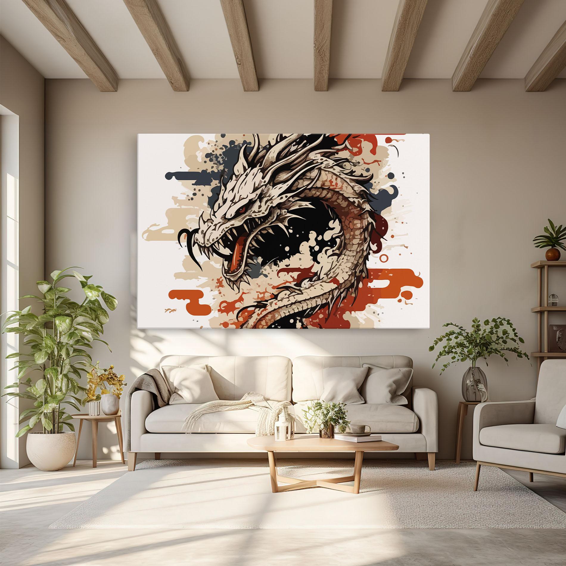 Vászonkép Cream Dragon Art mockup 6