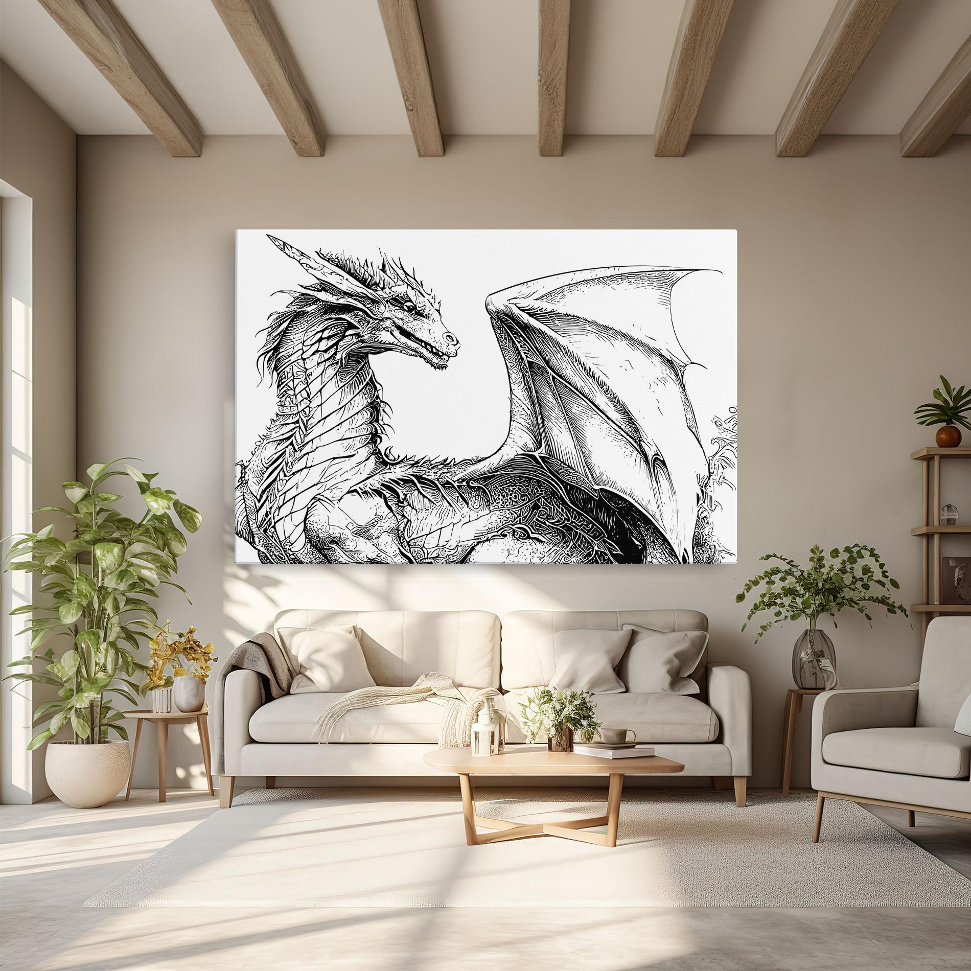 Vászonkép Dragon Sketch mockup 6