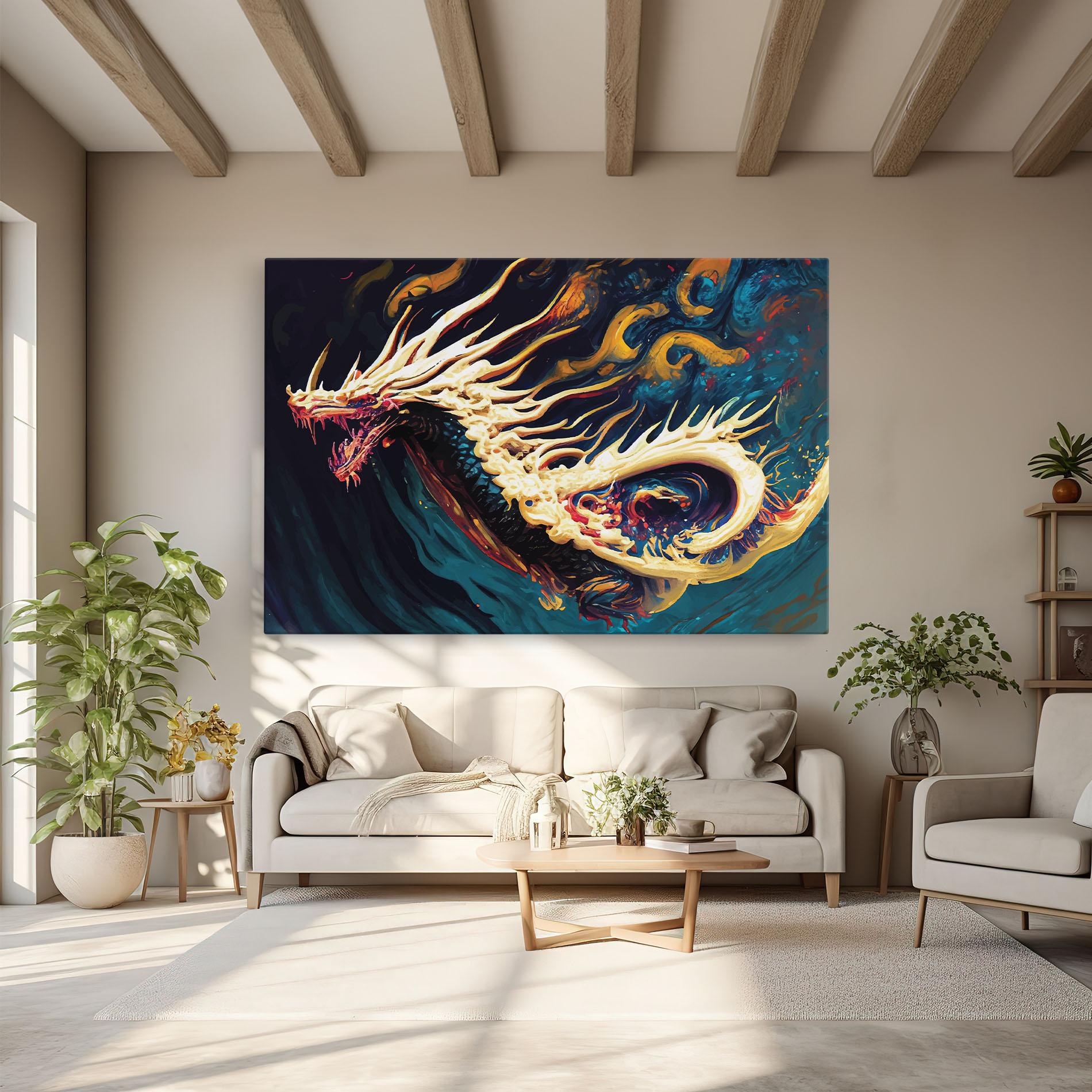 Vászonkép Flying Acrylic Dragon mockup 6