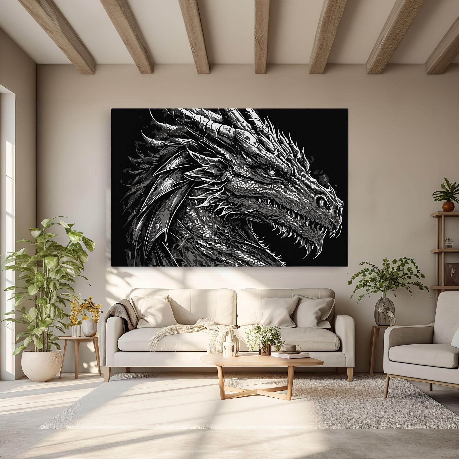 Vászonkép Grey White Dragon mockup 6