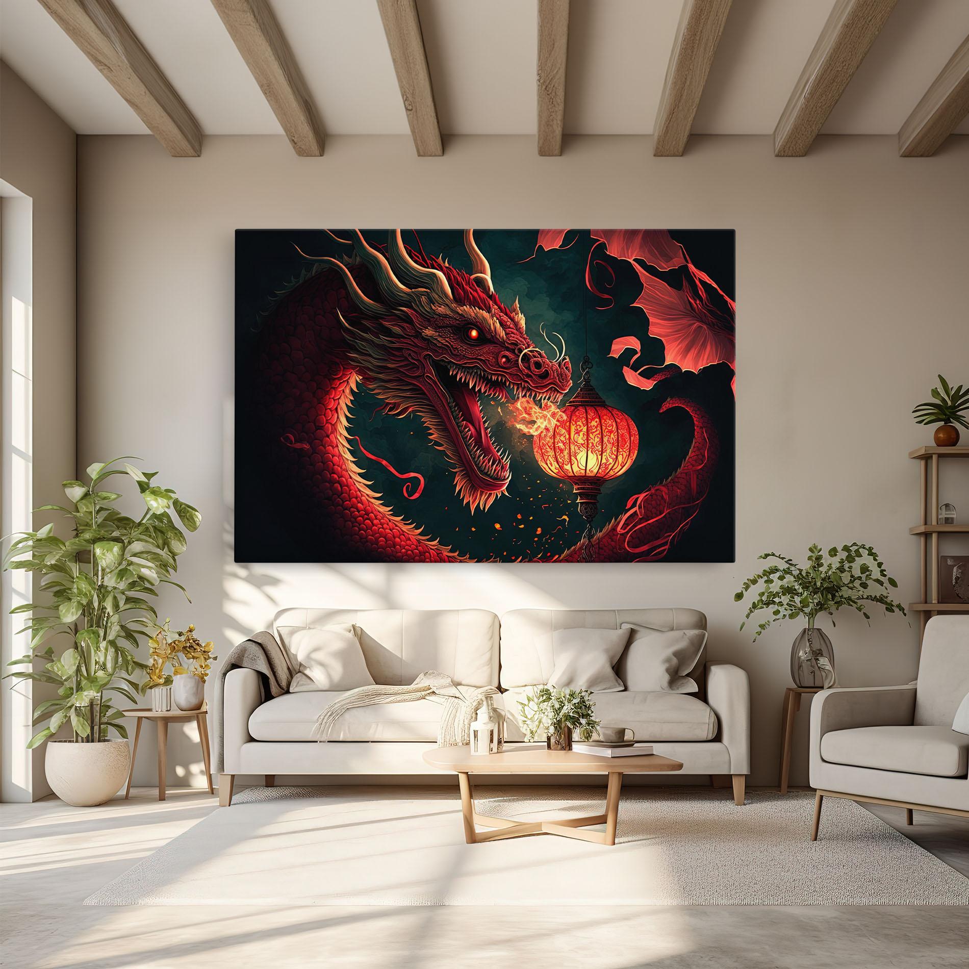 Vászonkép Red Fire Dragon mockup 6