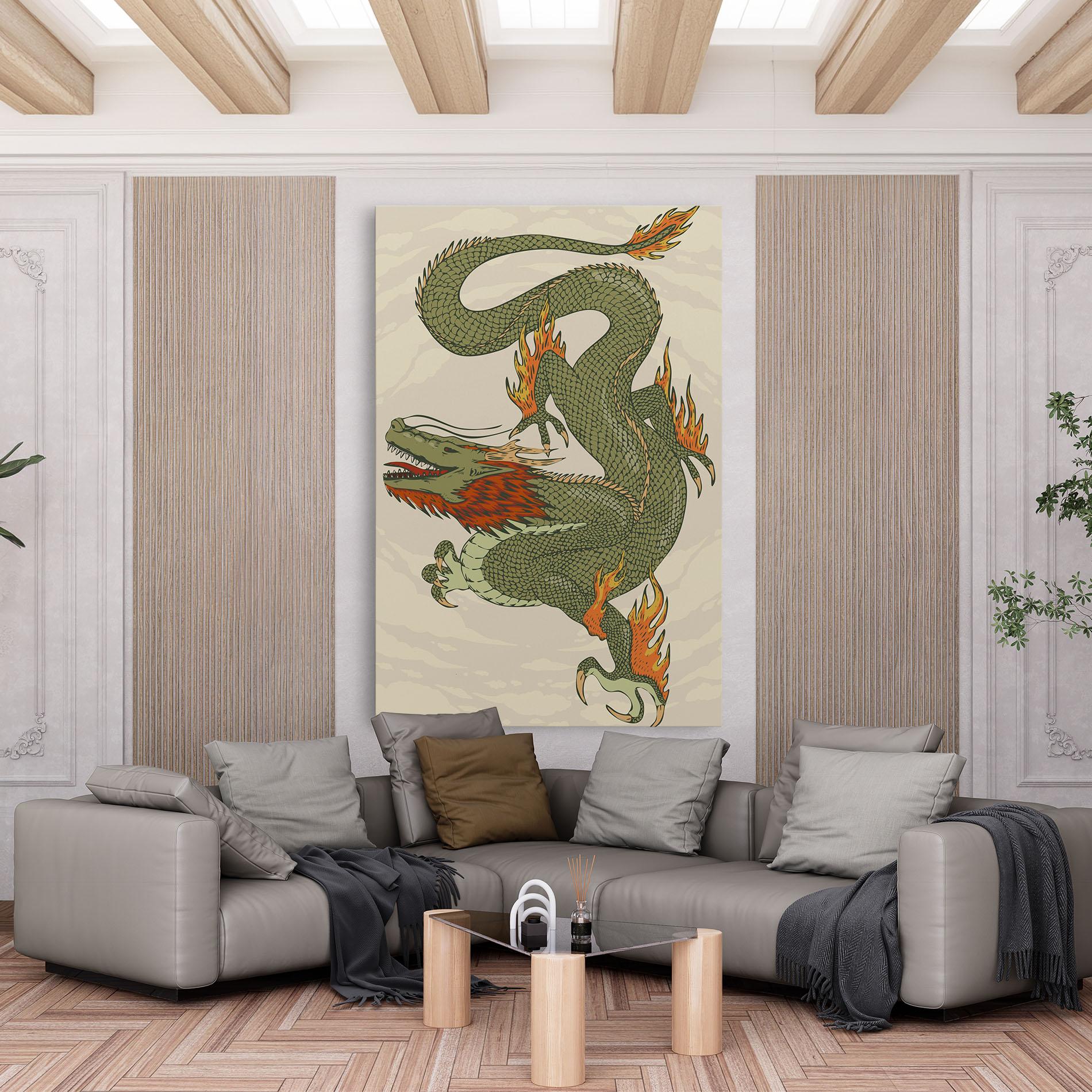 Vászonkép Chinese Dragon Green mockup 6