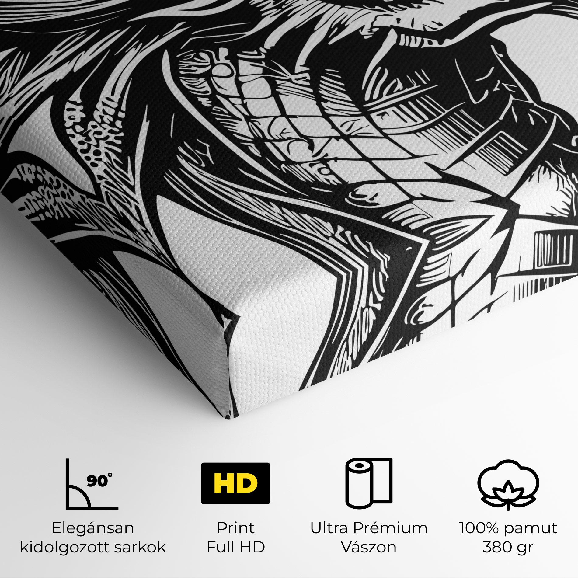 Vászonkép Black Line Dragon mockup 4