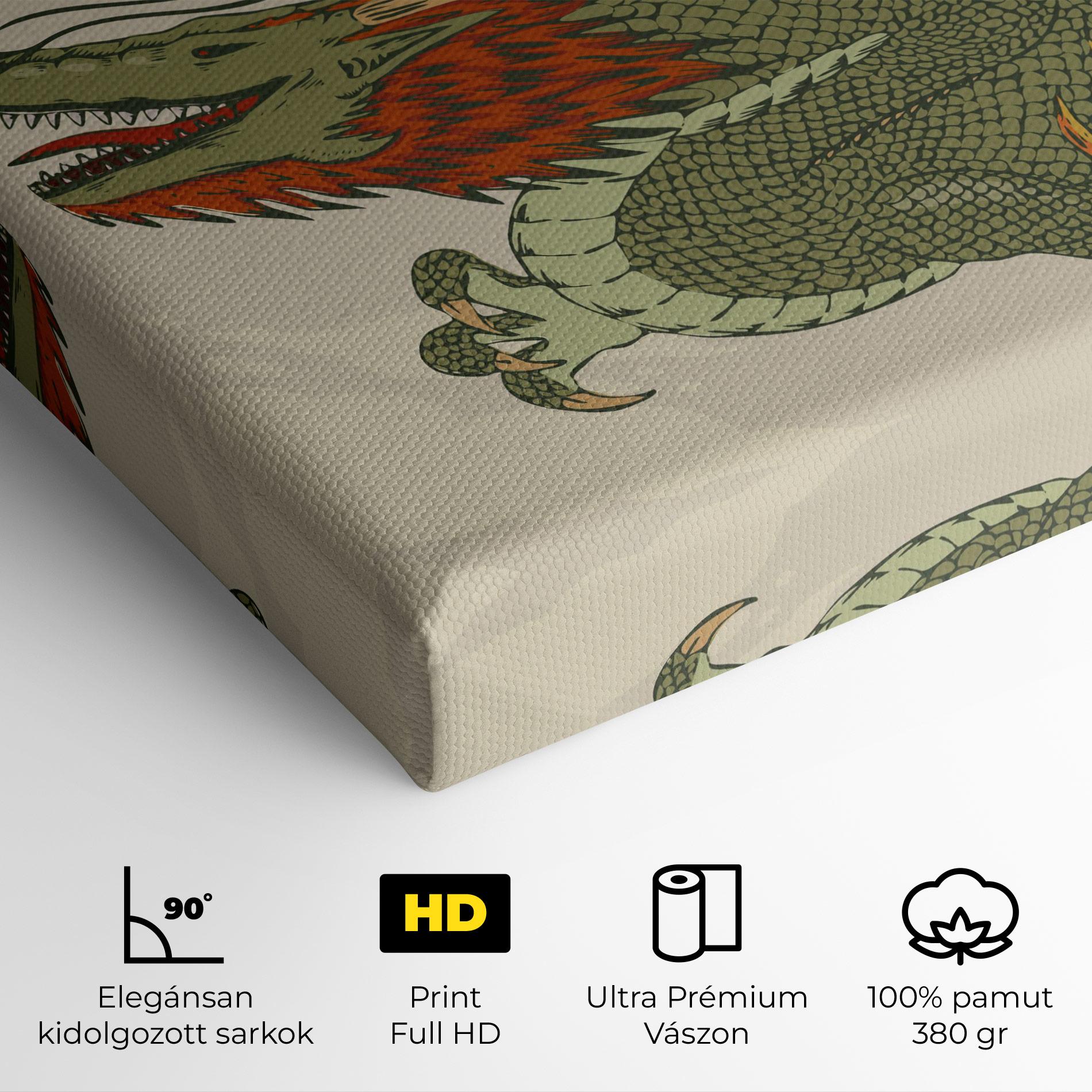 Vászonkép Chinese Dragon Green mockup 4