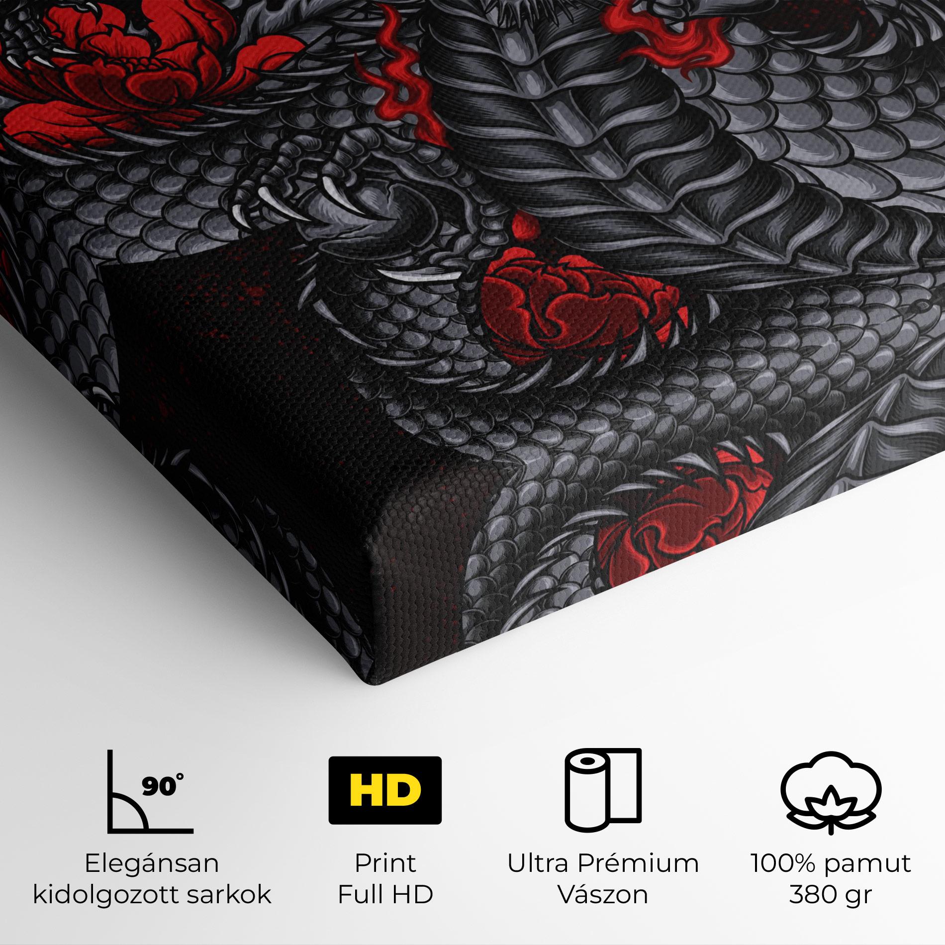 Vászonkép Red Flower Dragon mockup 4