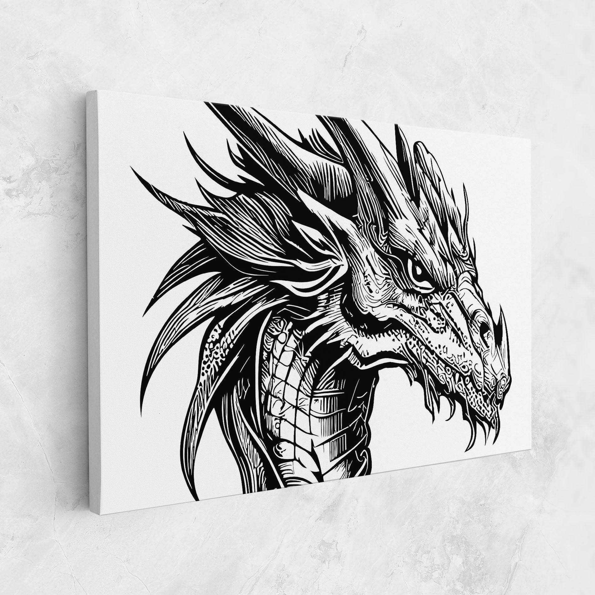 Vászonkép Black Line Dragon mockup 1