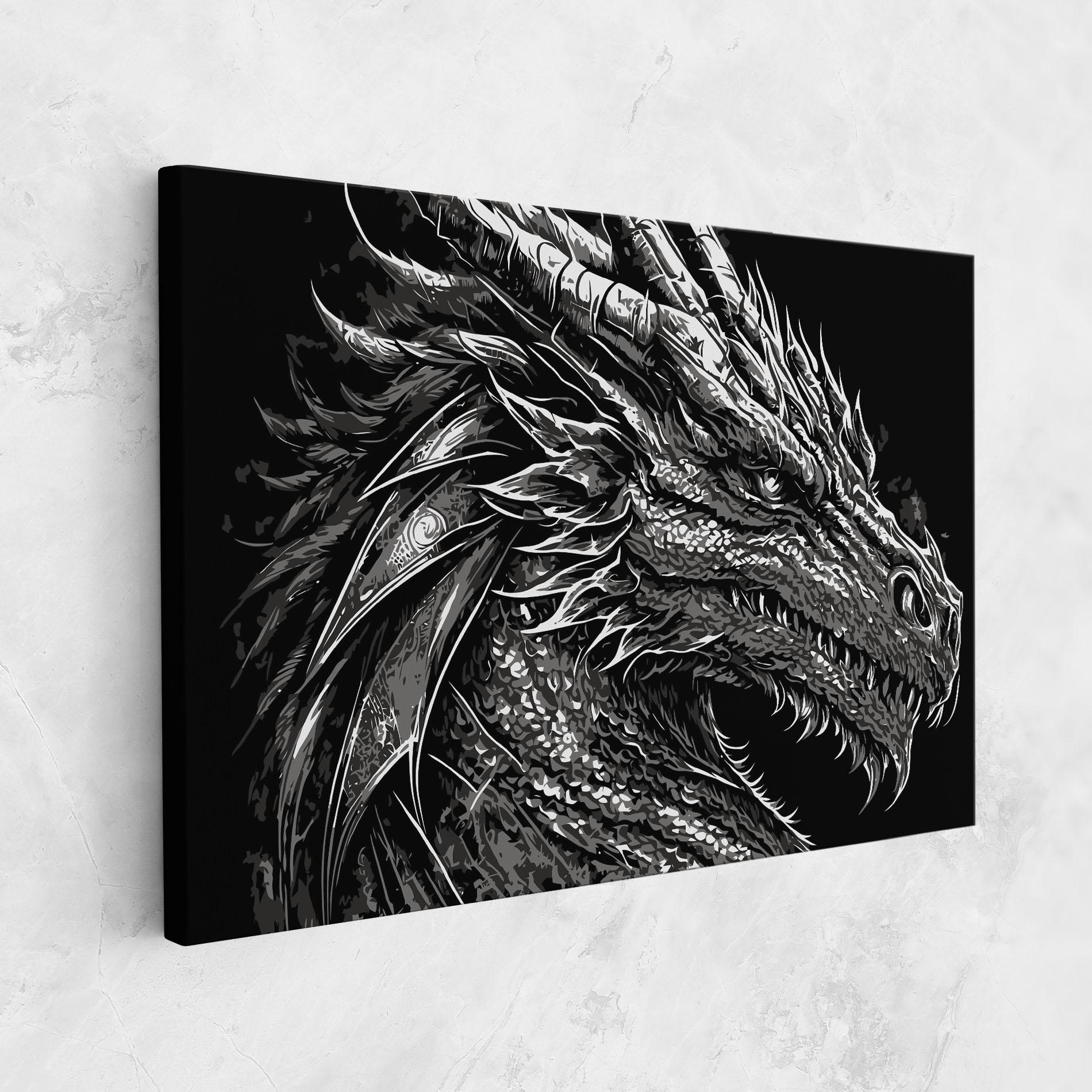 Vászonkép Grey White Dragon mockup 1