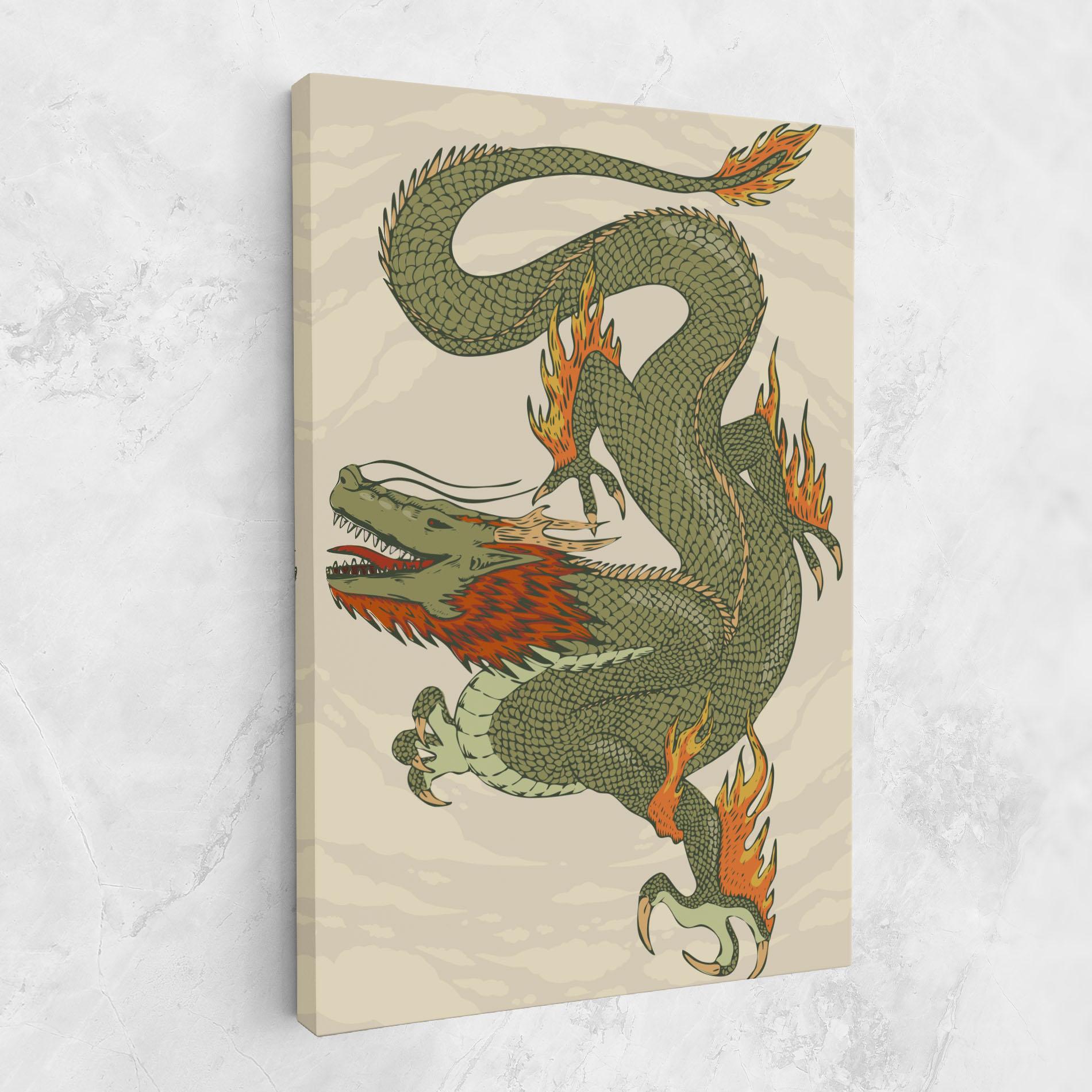Vászonkép Chinese Dragon Green mockup 1