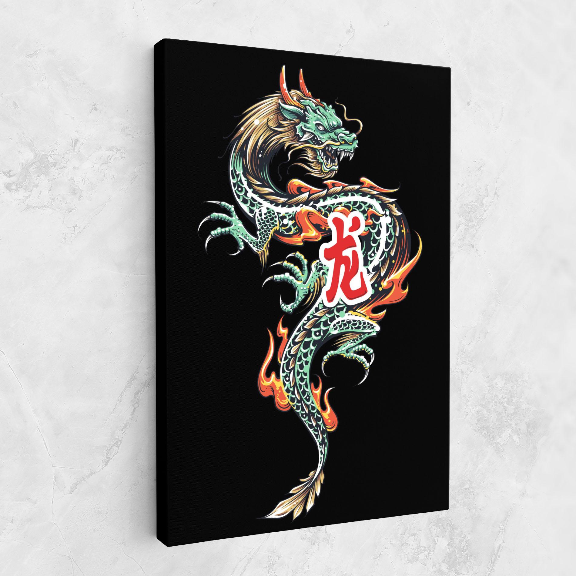 Vászonkép Green Fire Dragon mockup 1