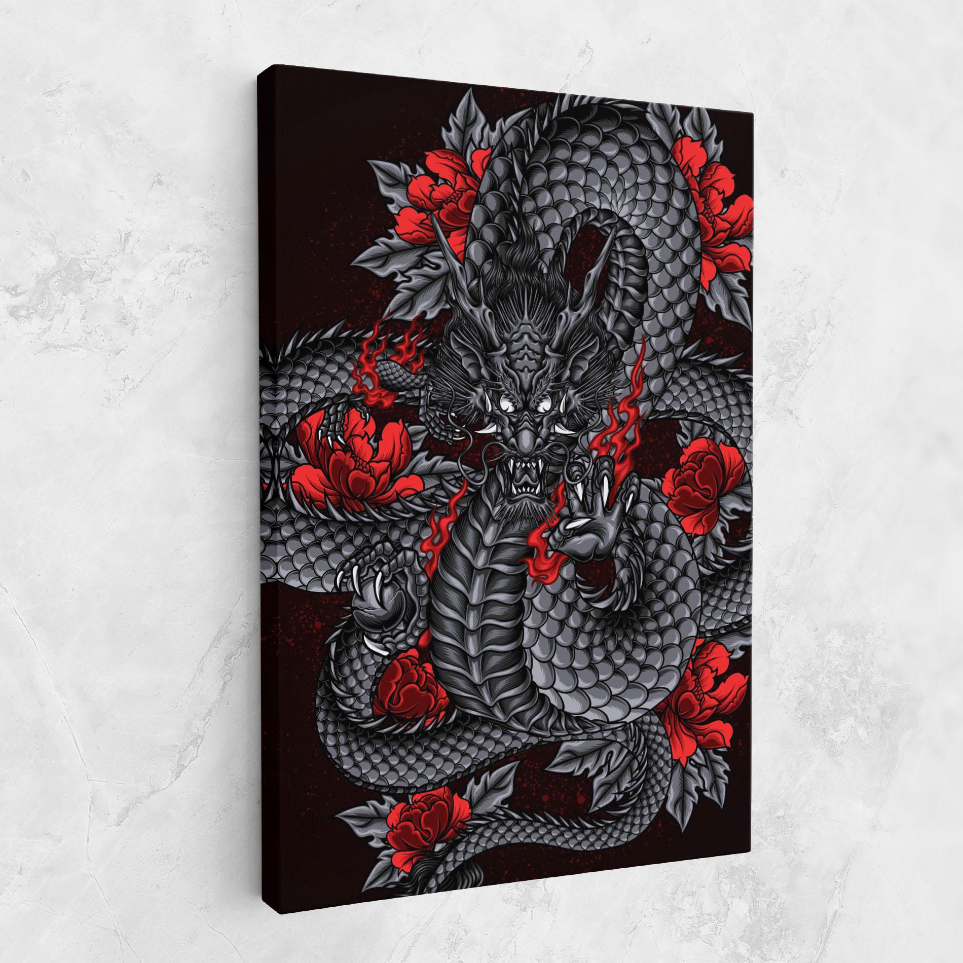 Vászonkép Red Flower Dragon mockup 1