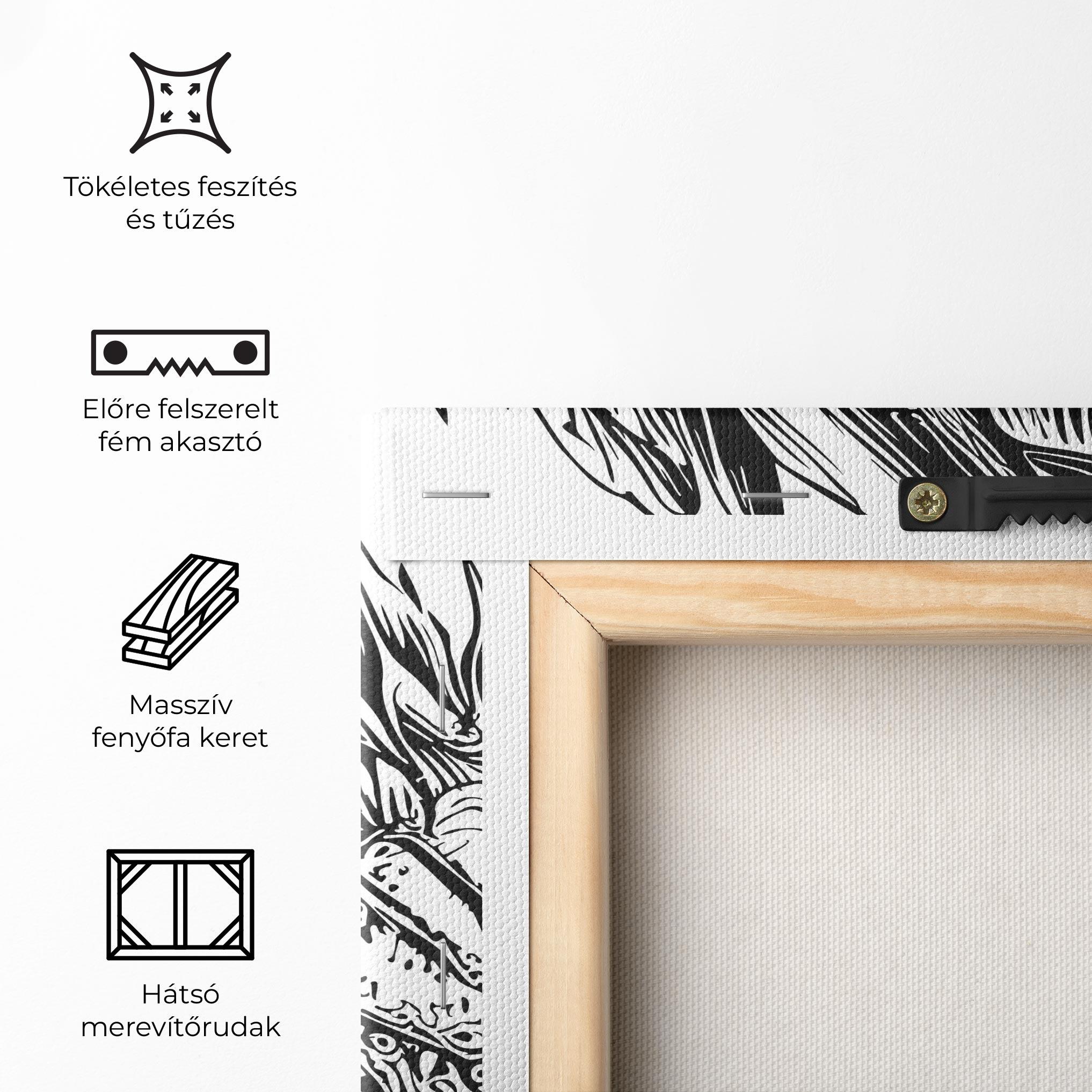 Vászonkép Black Line Dragon mockup 5