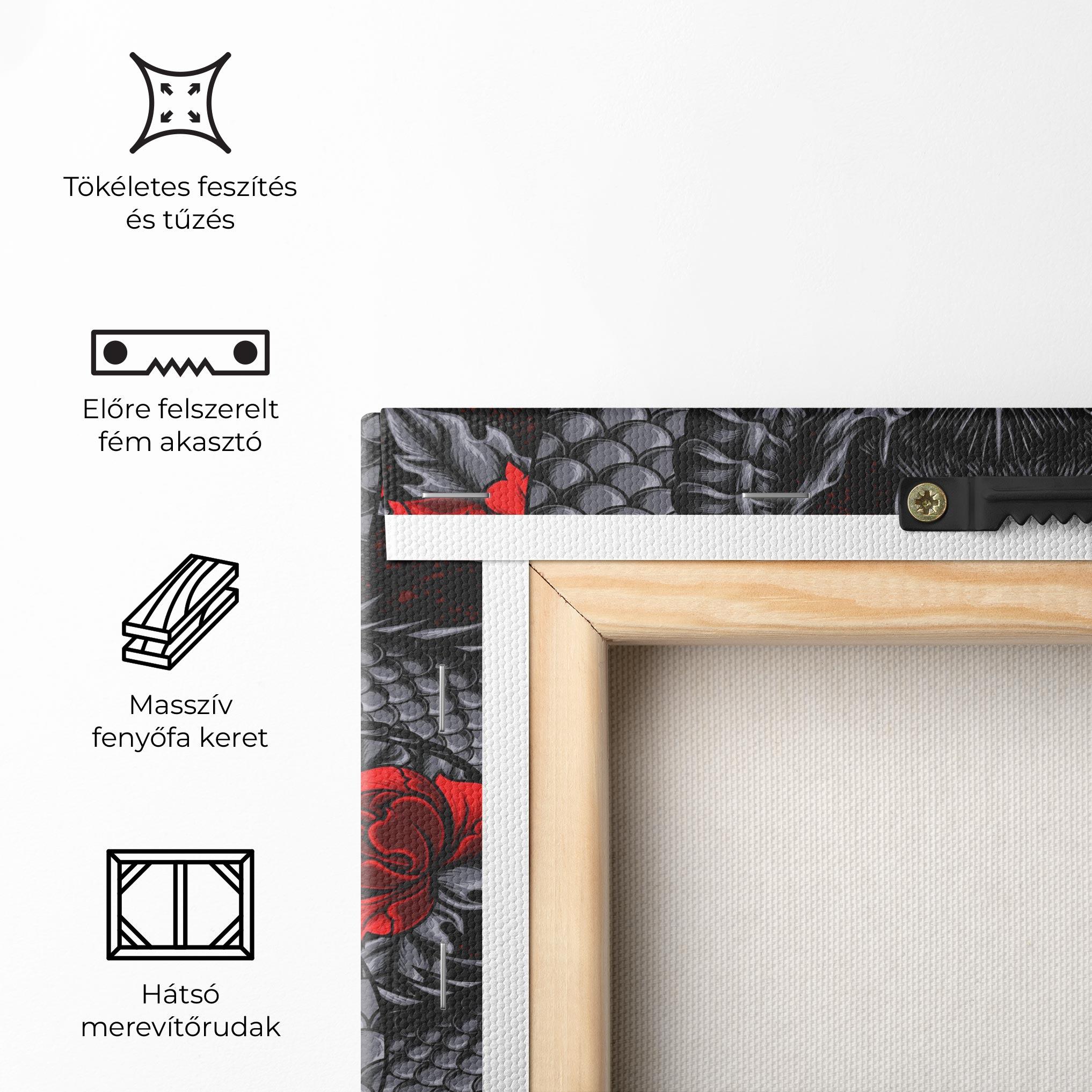 Vászonkép Red Flower Dragon mockup 5