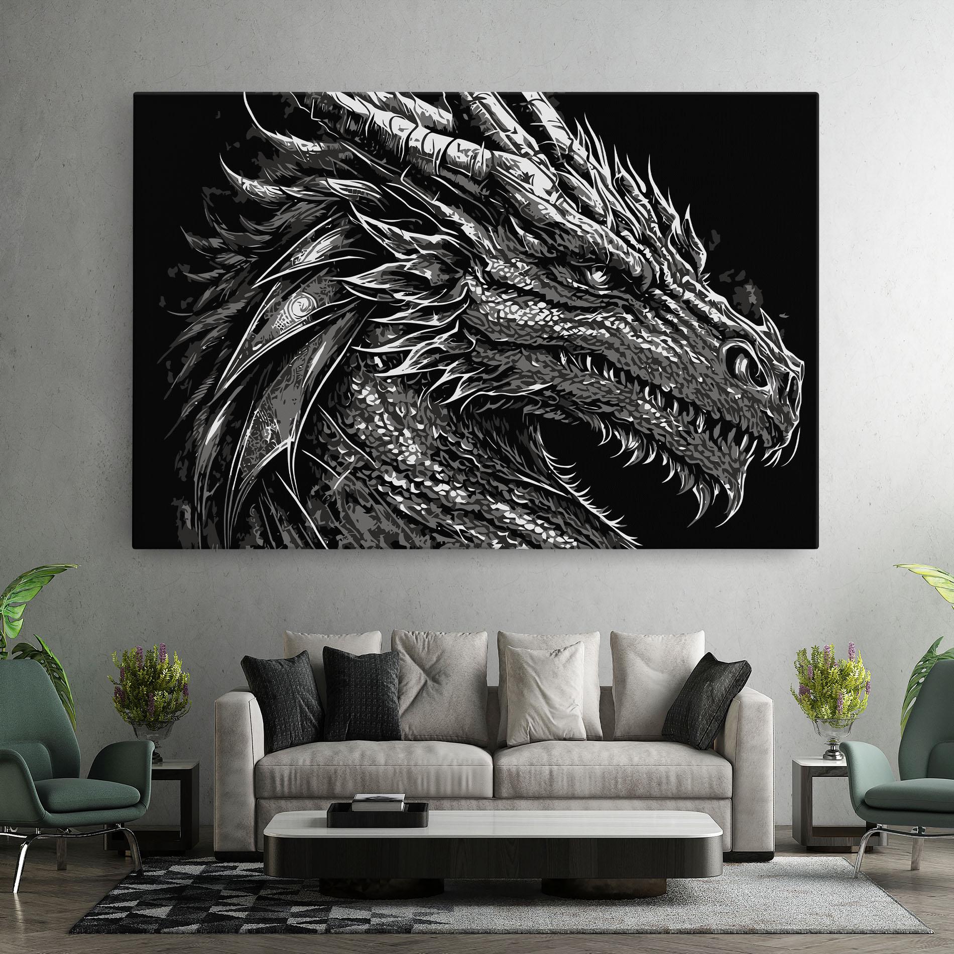 Vászonkép Grey White Dragon mockup 7