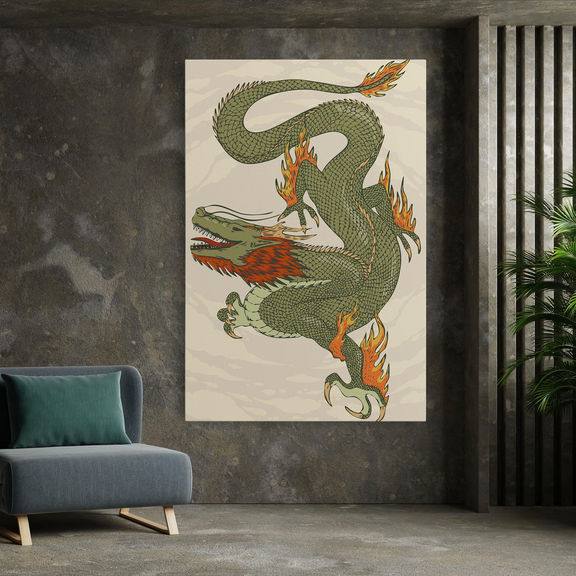 Vászonkép Chinese Dragon Green mockup 7