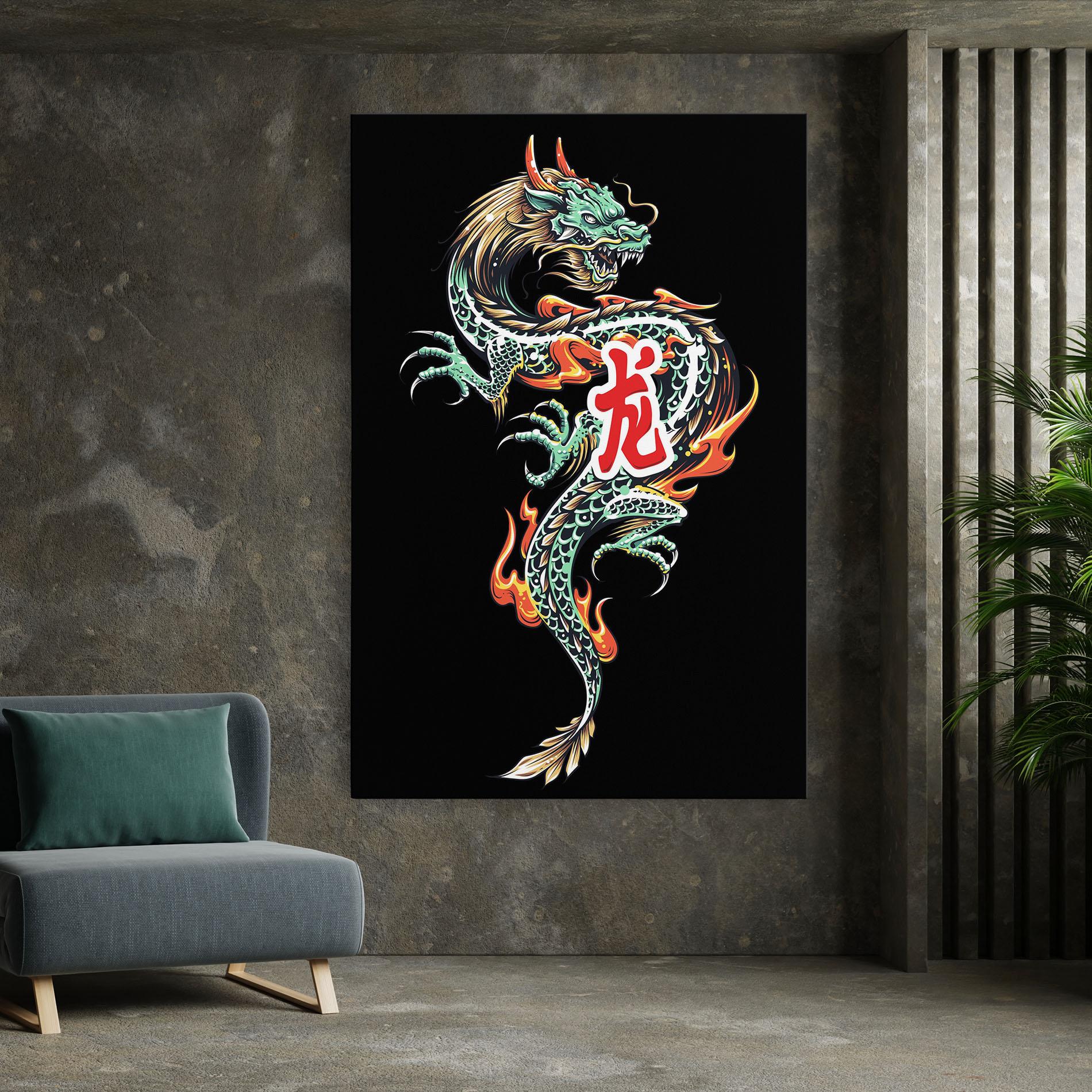 Vászonkép Green Fire Dragon mockup 7