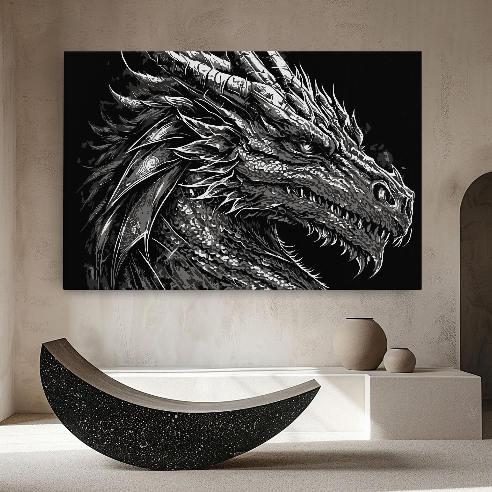 Vászonkép Grey White Dragon mockup 8