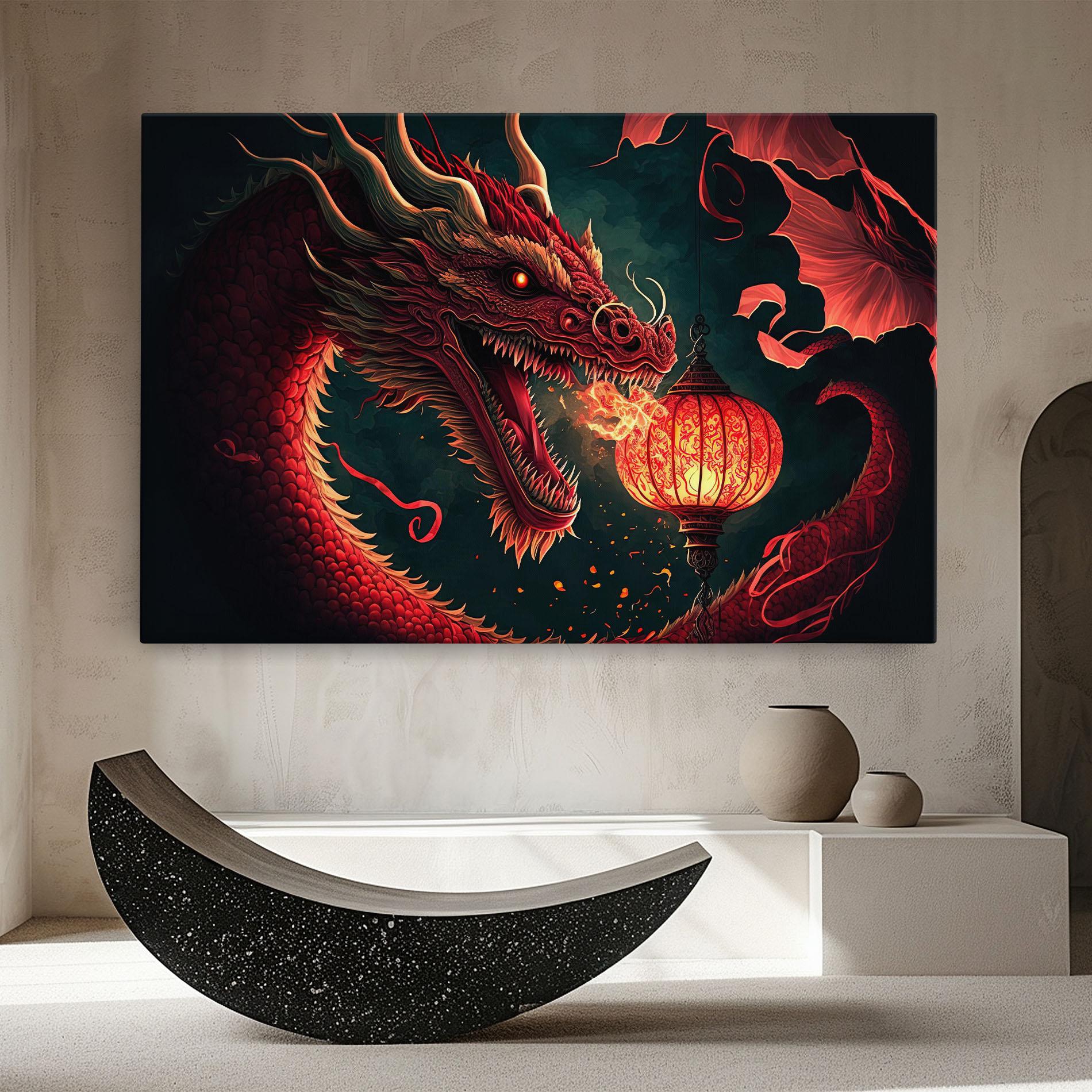 Vászonkép Red Fire Dragon mockup 8