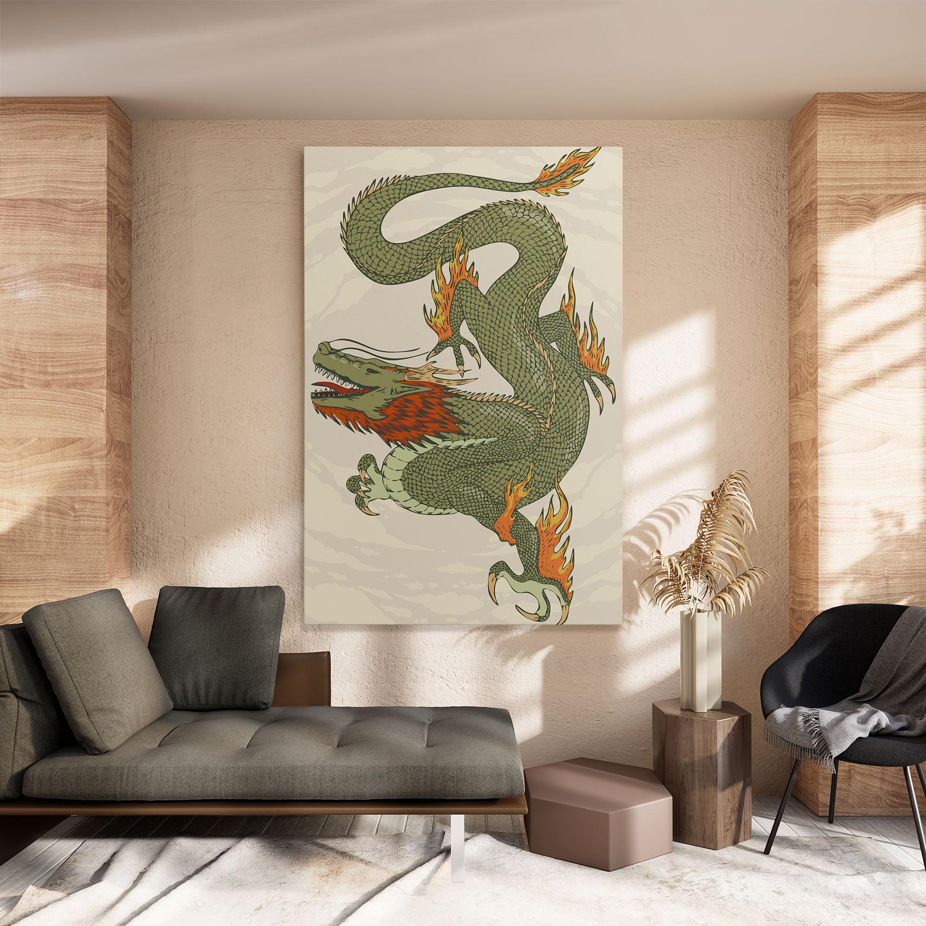 Vászonkép Chinese Dragon Green mockup 8