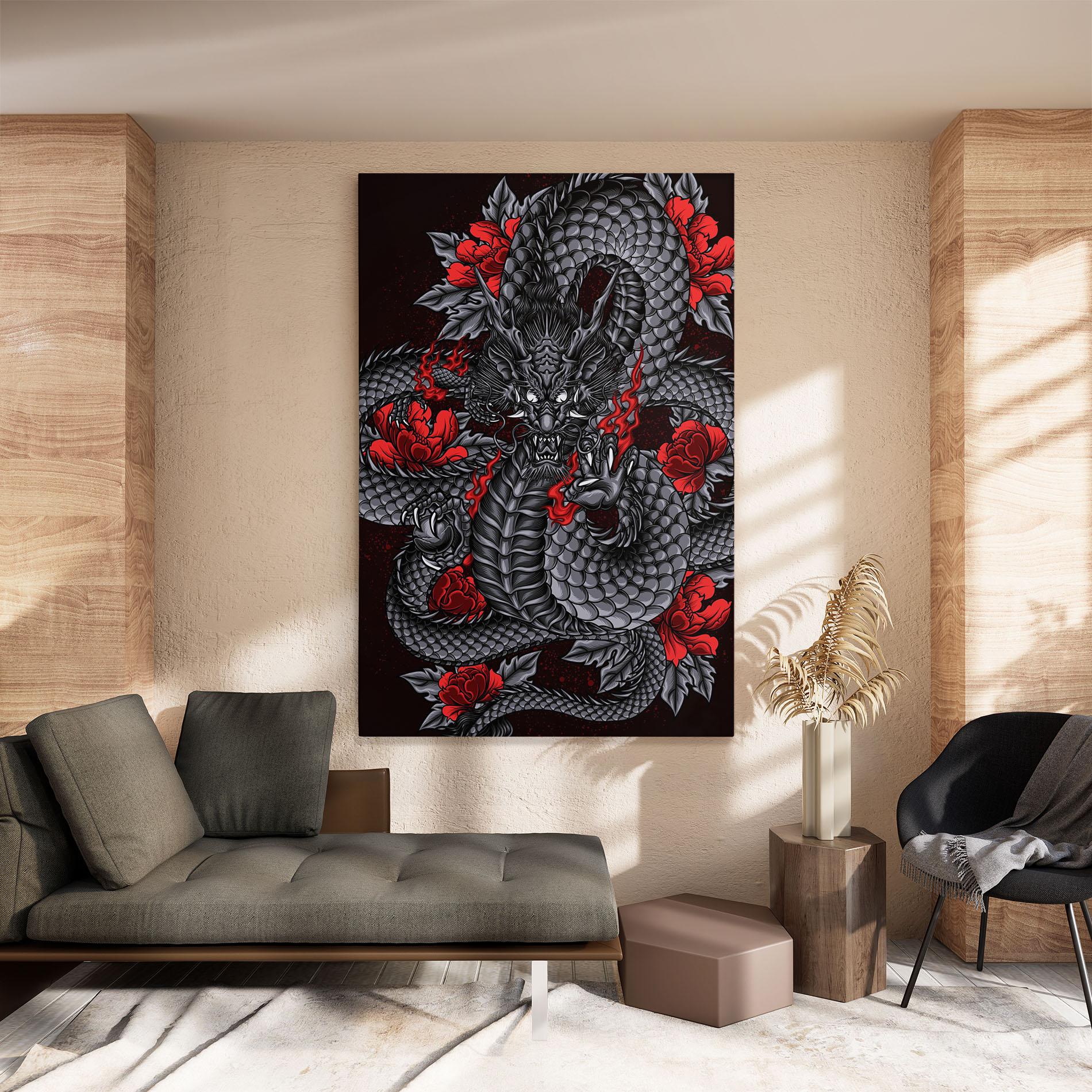 Vászonkép Red Flower Dragon mockup 8