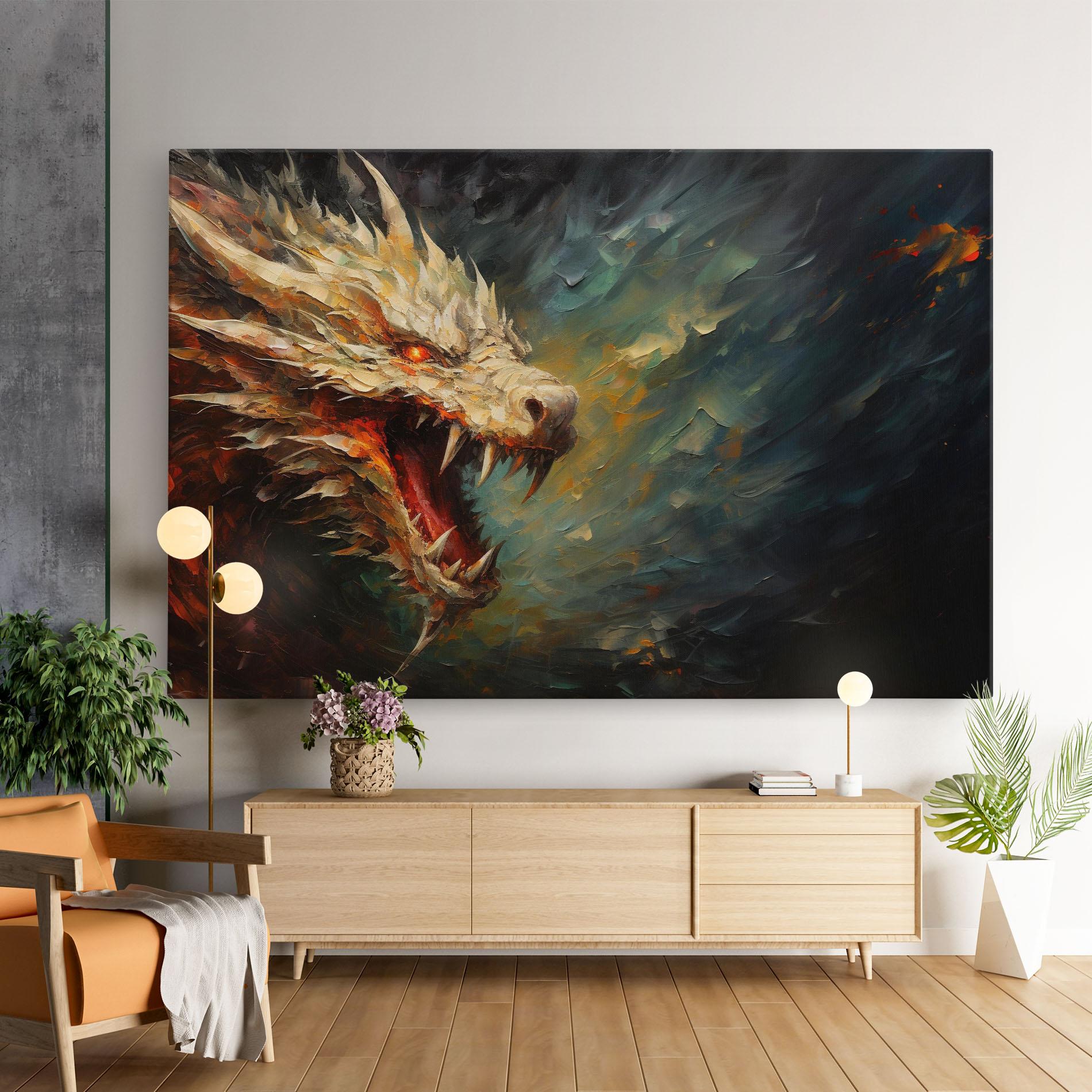 Vászonkép Angry Dragon Painting mockup 9