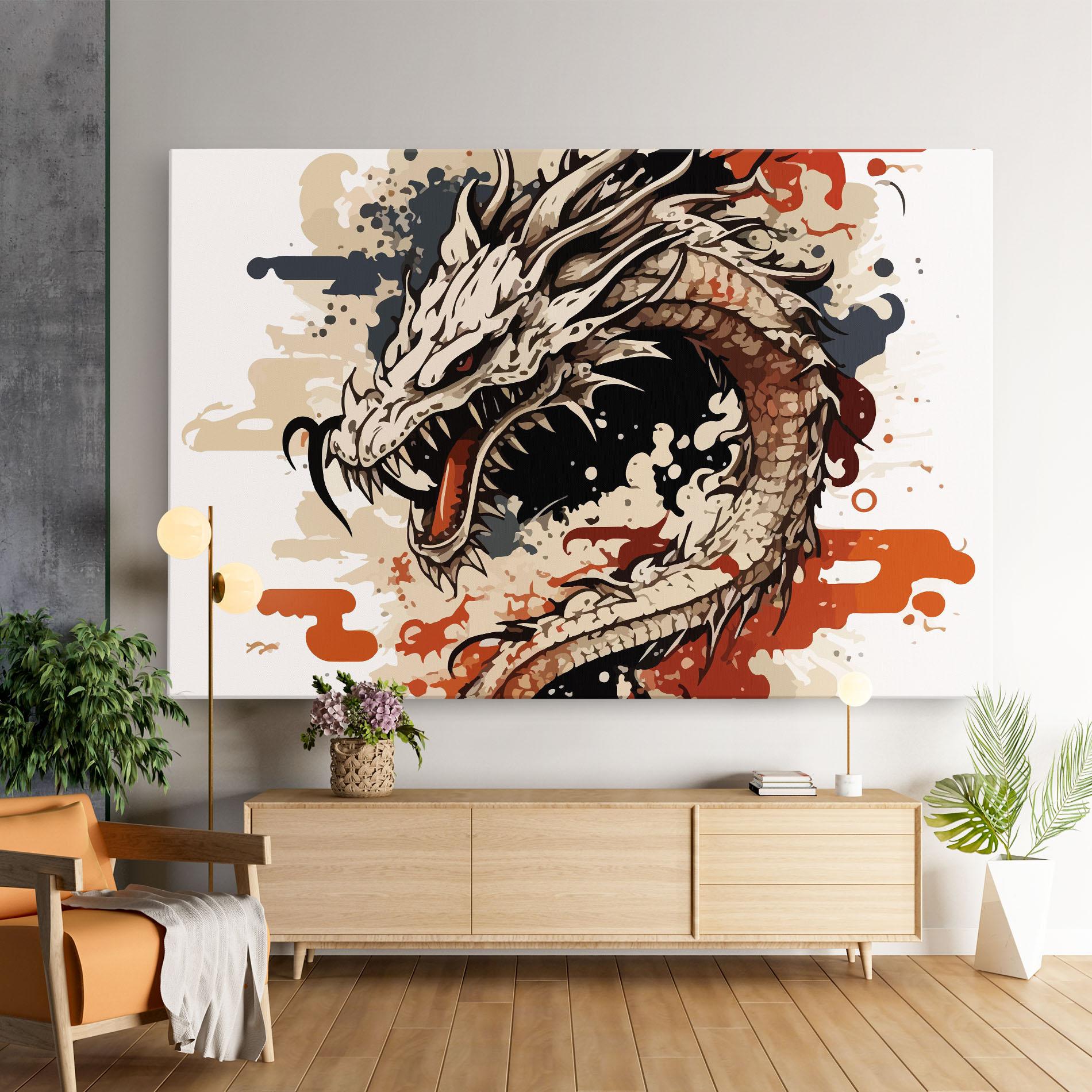 Vászonkép Cream Dragon Art mockup 9