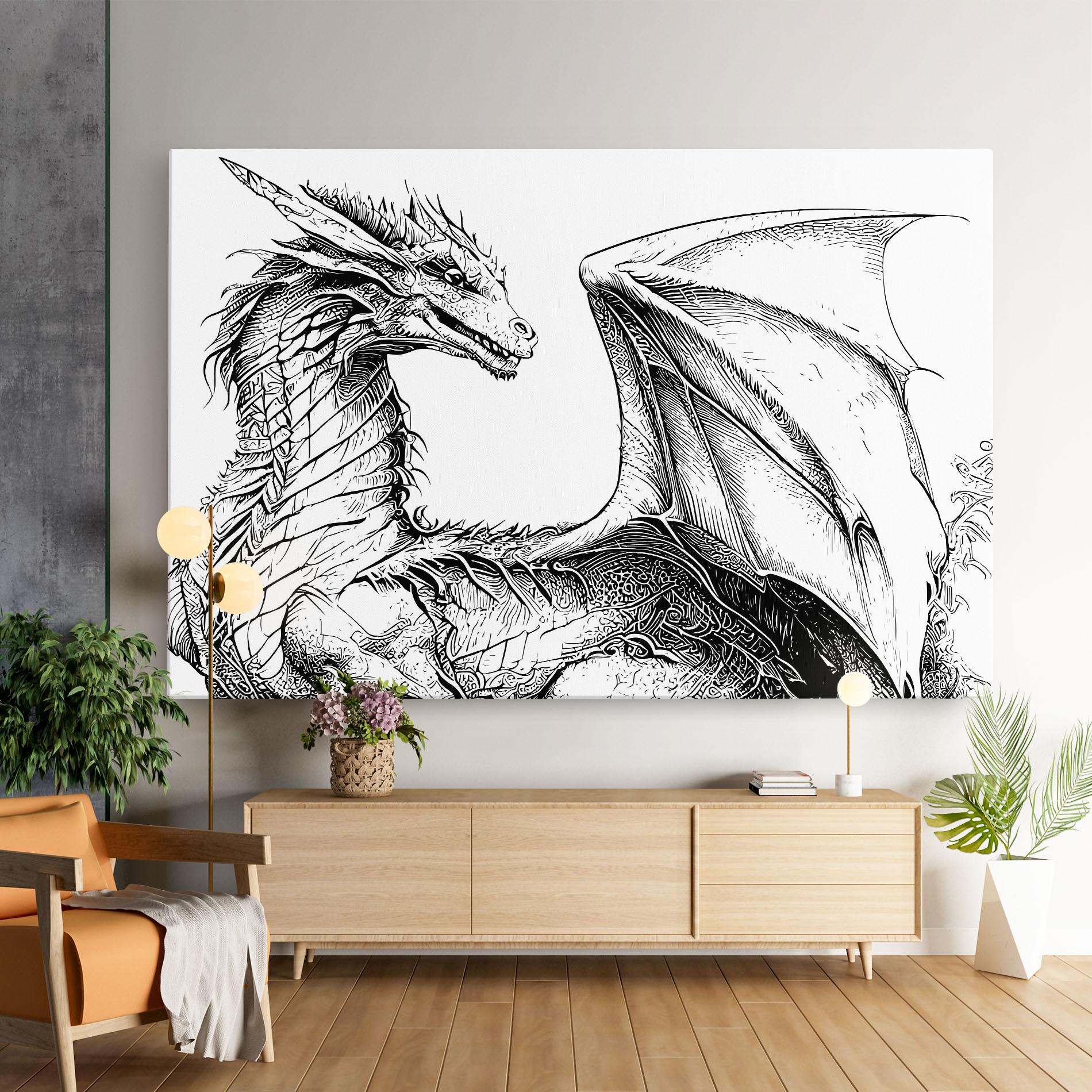 Vászonkép Dragon Sketch mockup 9