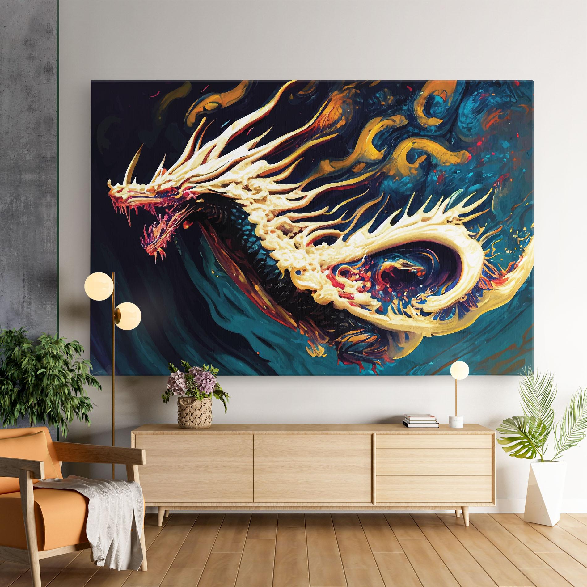 Vászonkép Flying Acrylic Dragon mockup 9