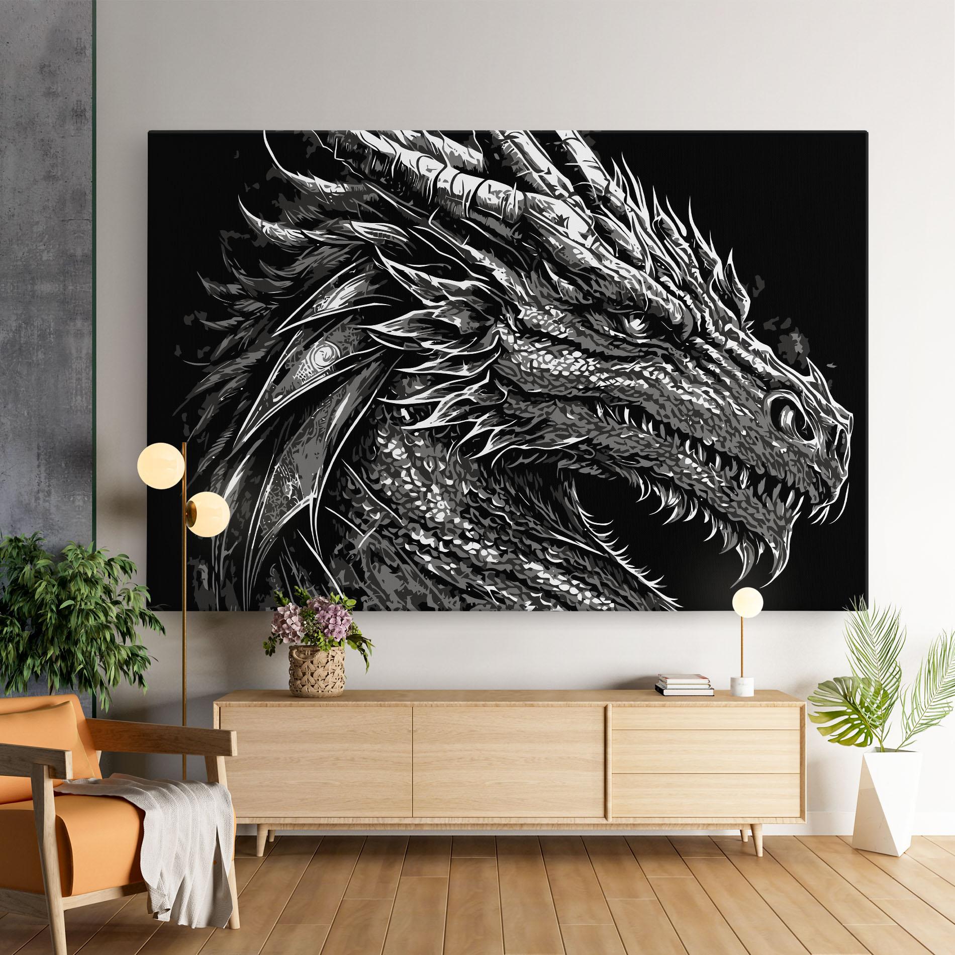 Vászonkép Grey White Dragon mockup 9
