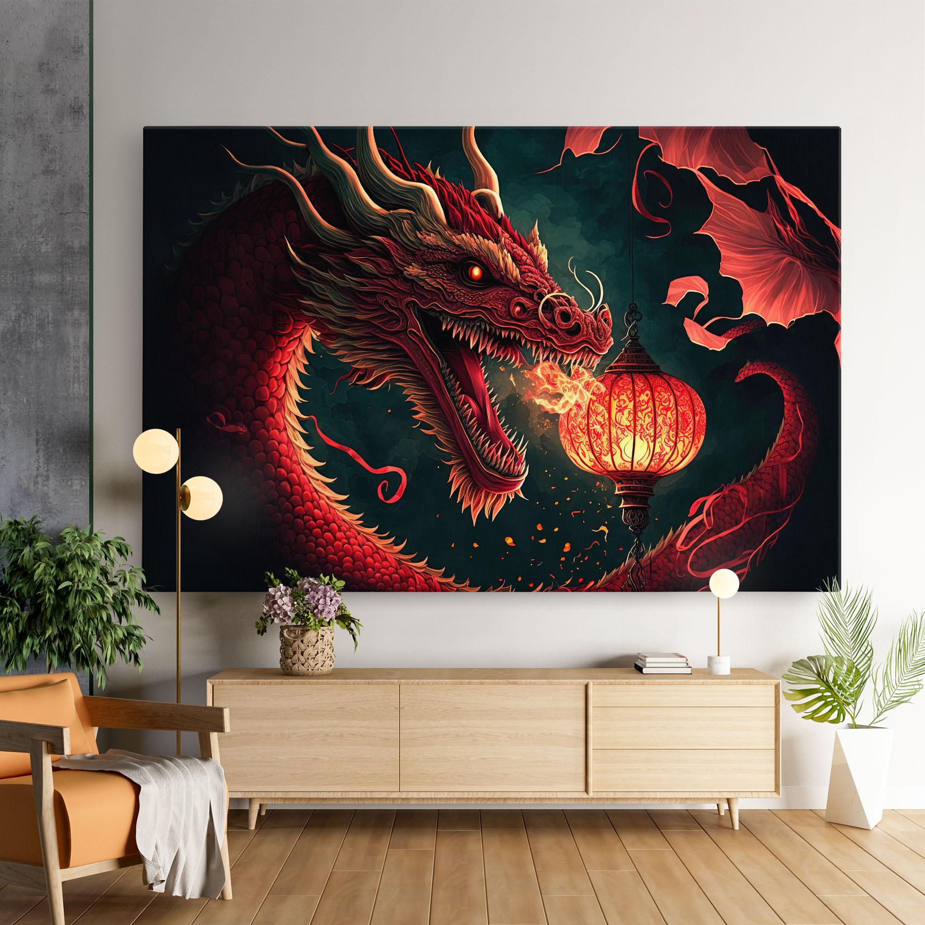 Vászonkép Red Fire Dragon mockup 9