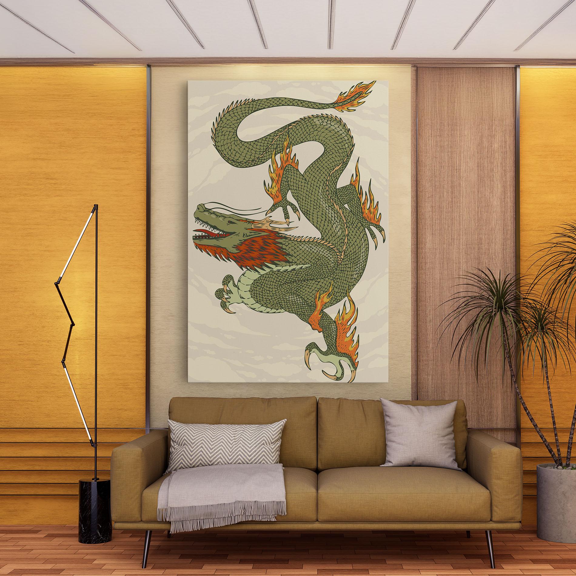 Vászonkép Chinese Dragon Green mockup 9