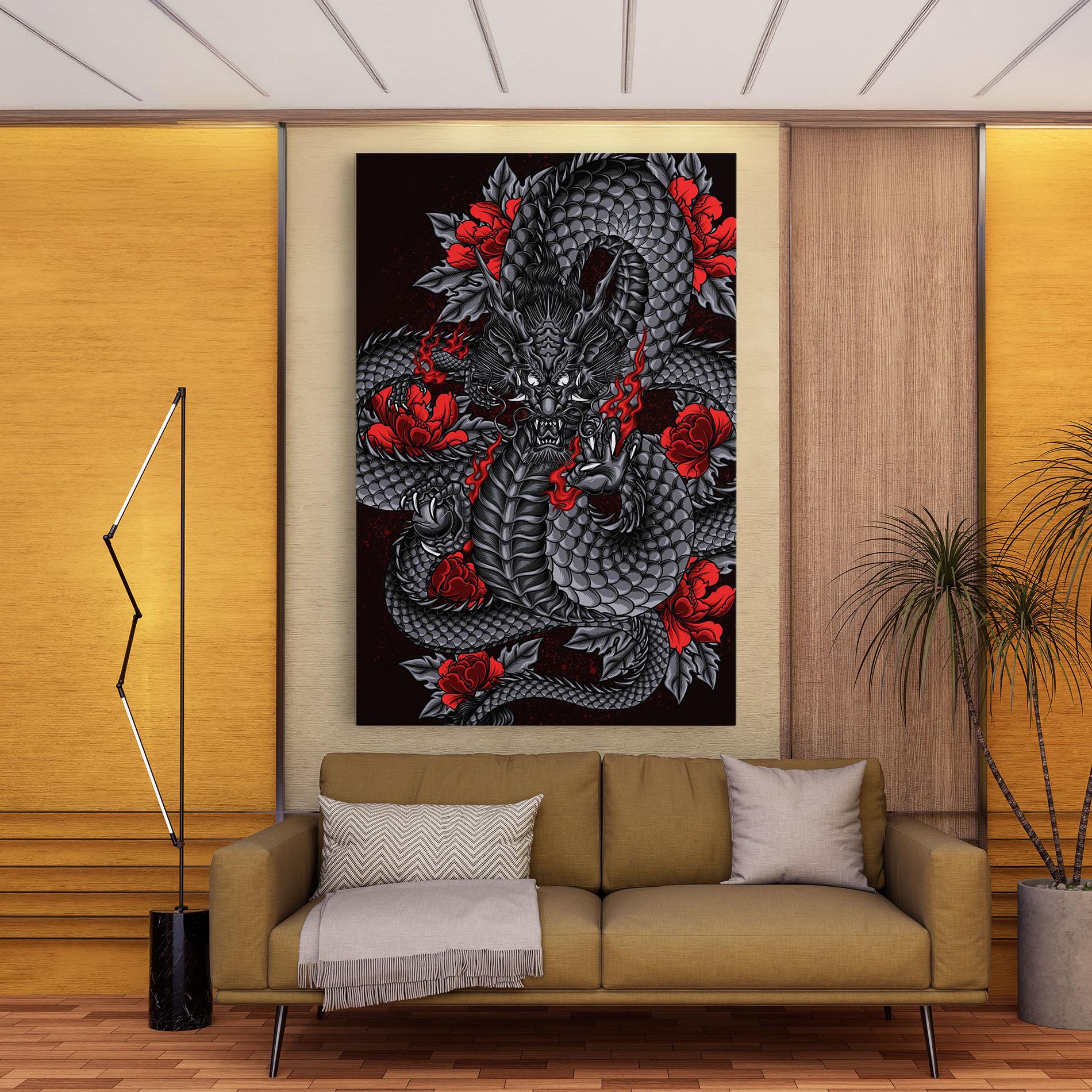 Vászonkép Red Flower Dragon mockup 9