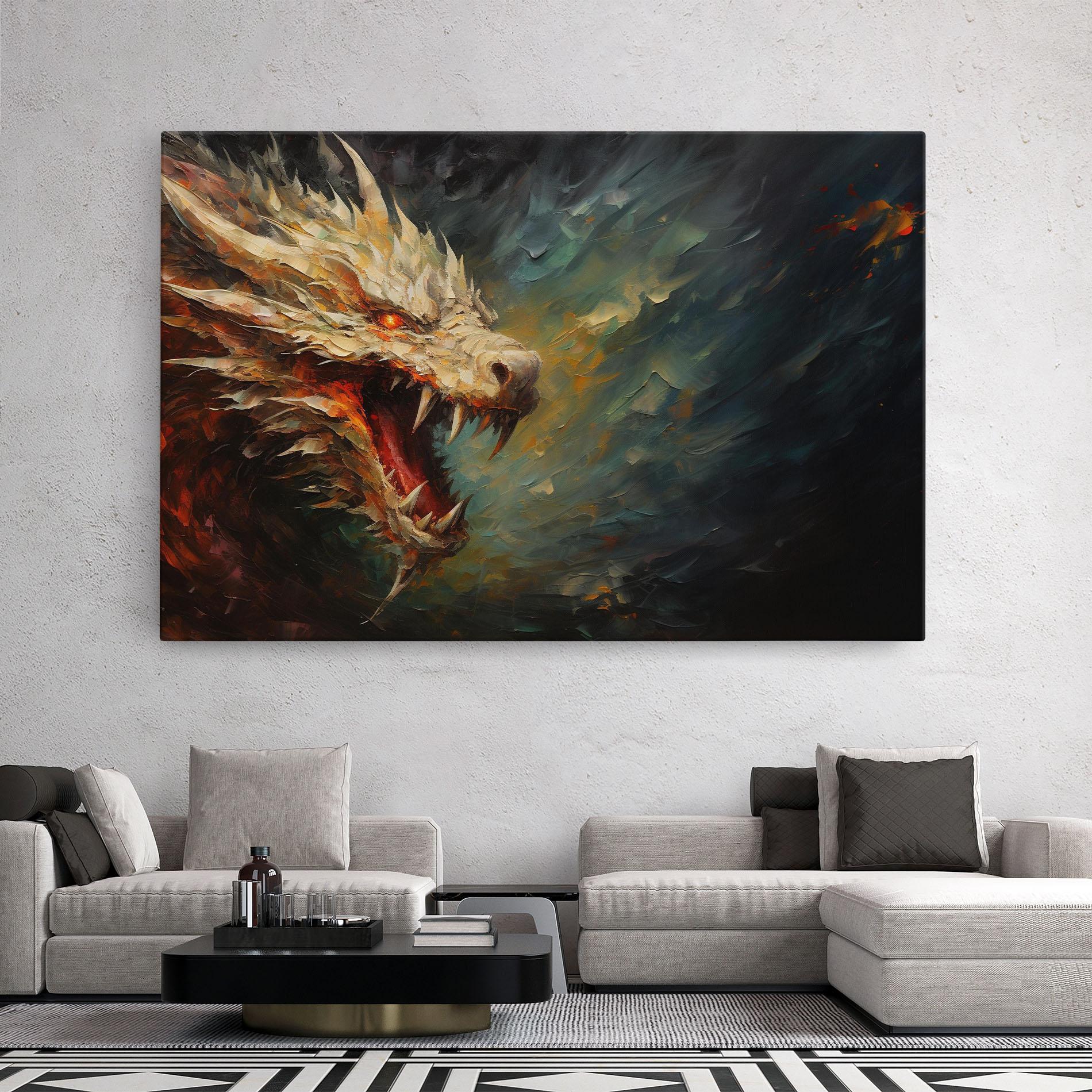 Vászonkép Angry Dragon Painting mockup 2