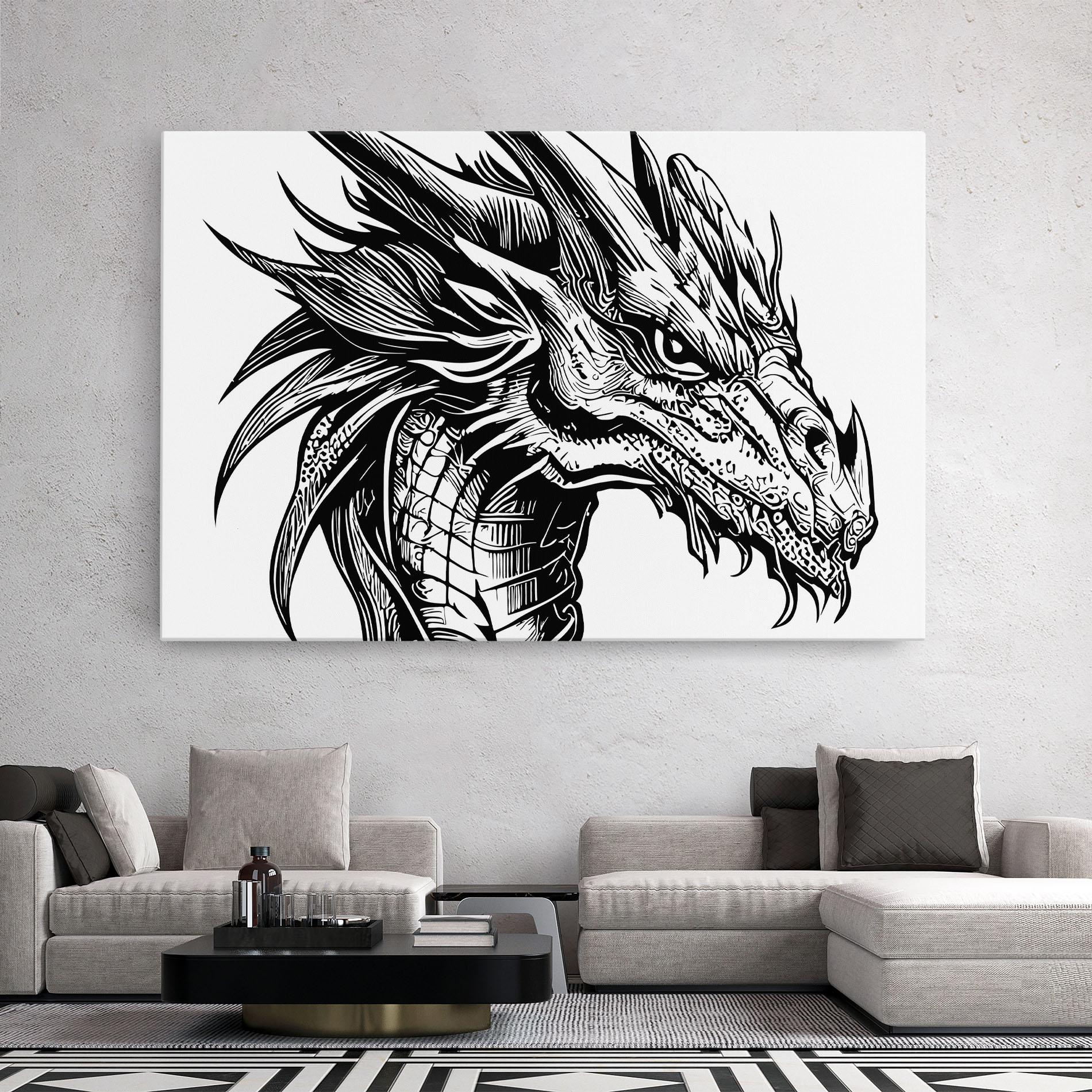 Vászonkép Black Line Dragon mockup 2