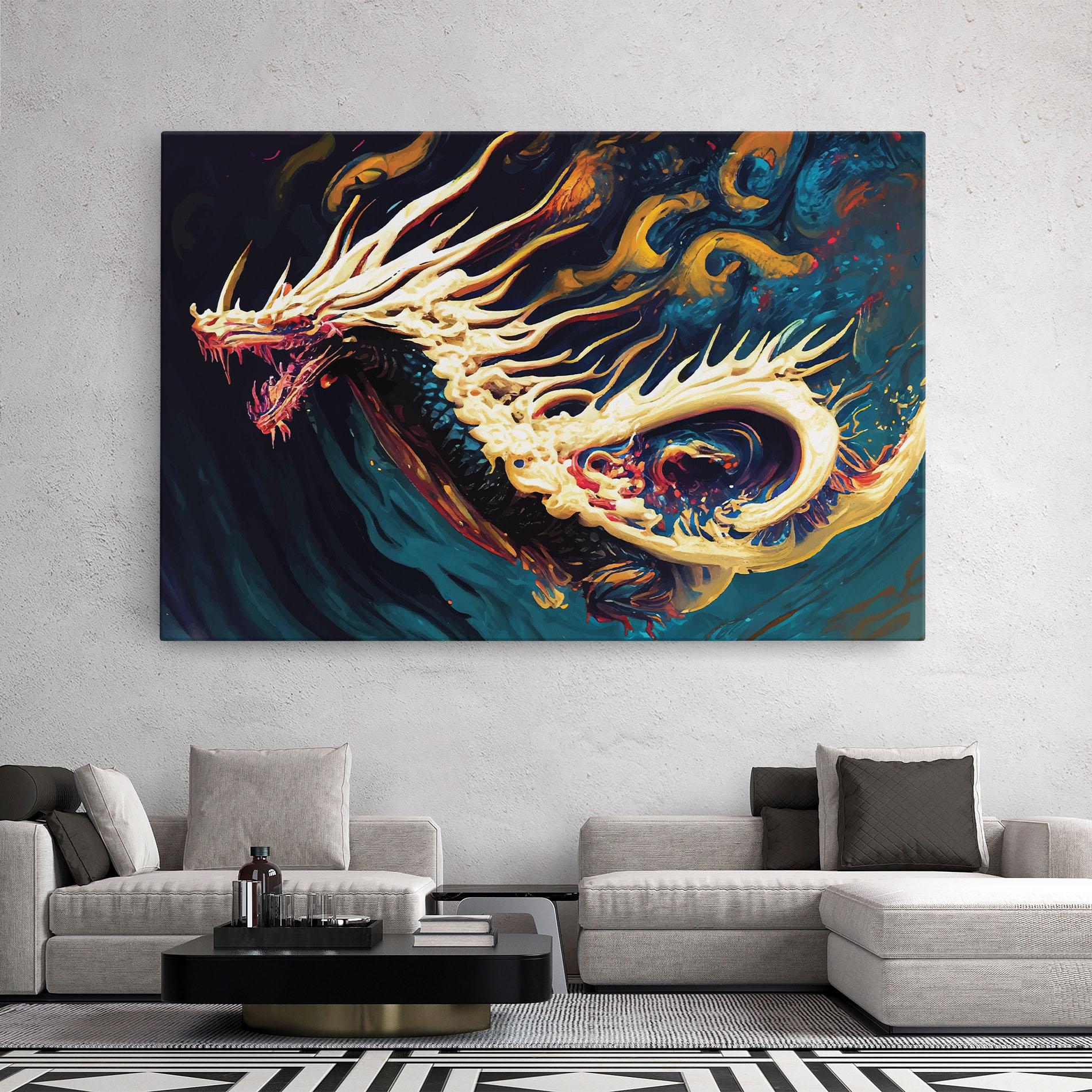 Vászonkép Flying Acrylic Dragon mockup 2