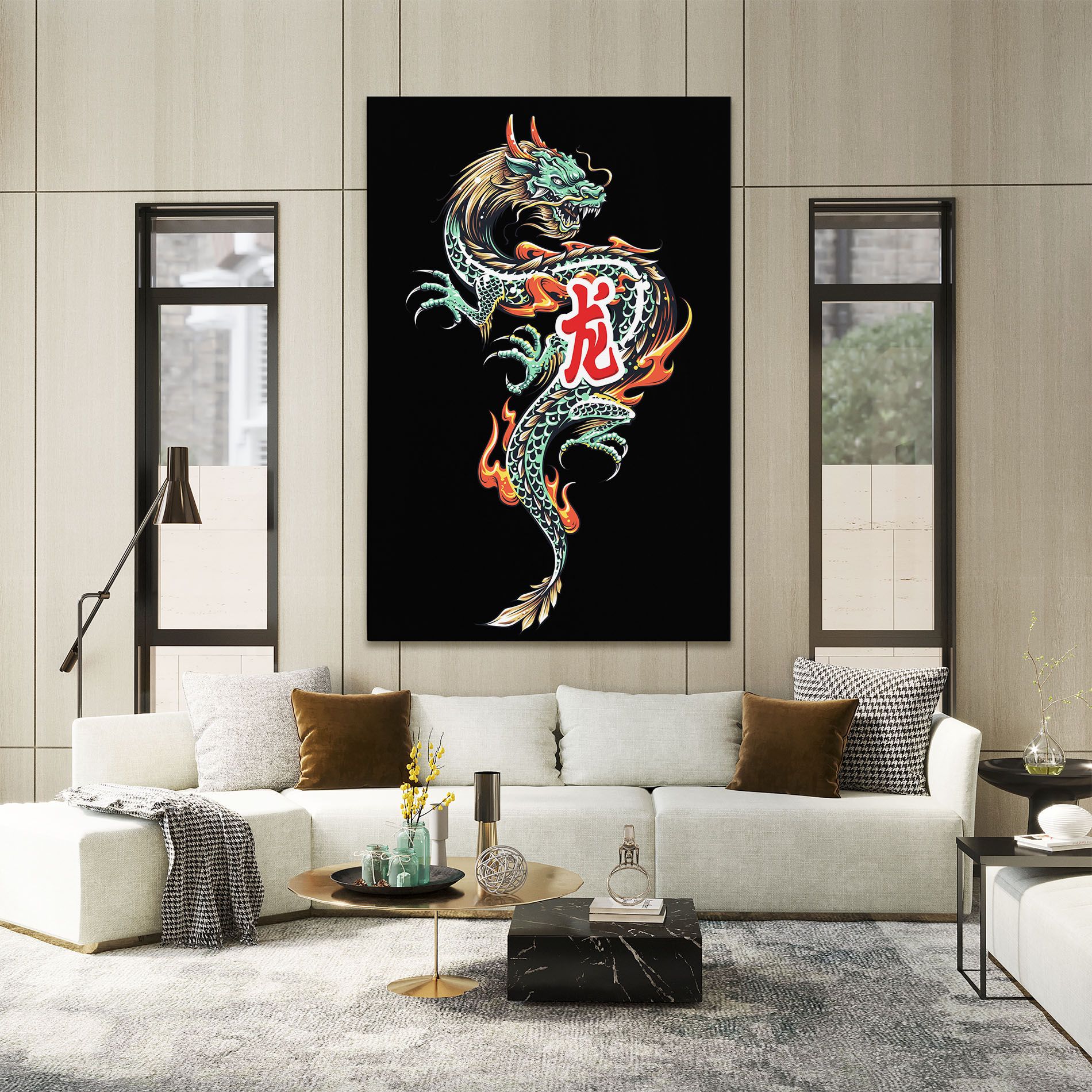 Green Fire Dragon mockup 2