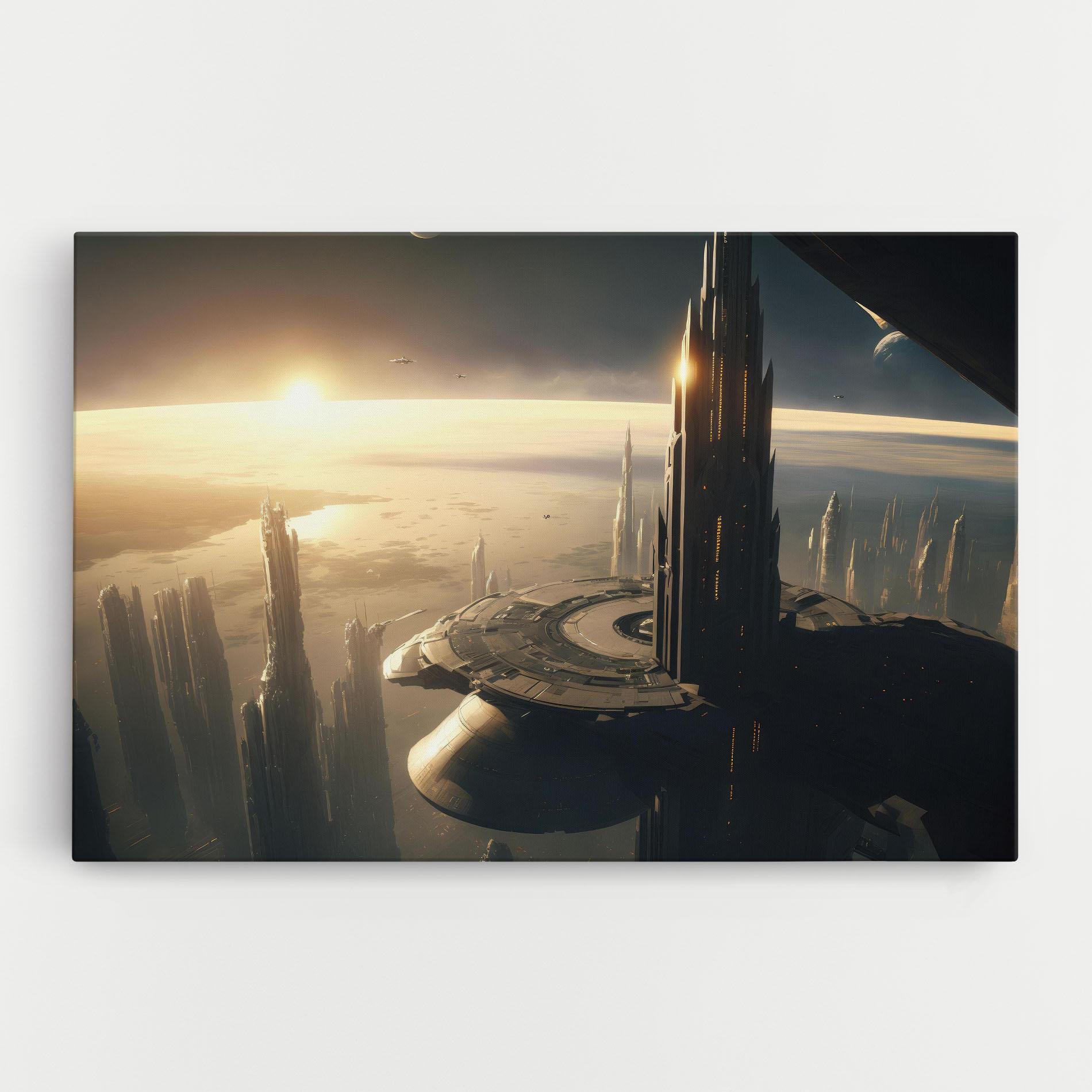 Vászonkép Fantasy Futuristic Cityscape mockup 0