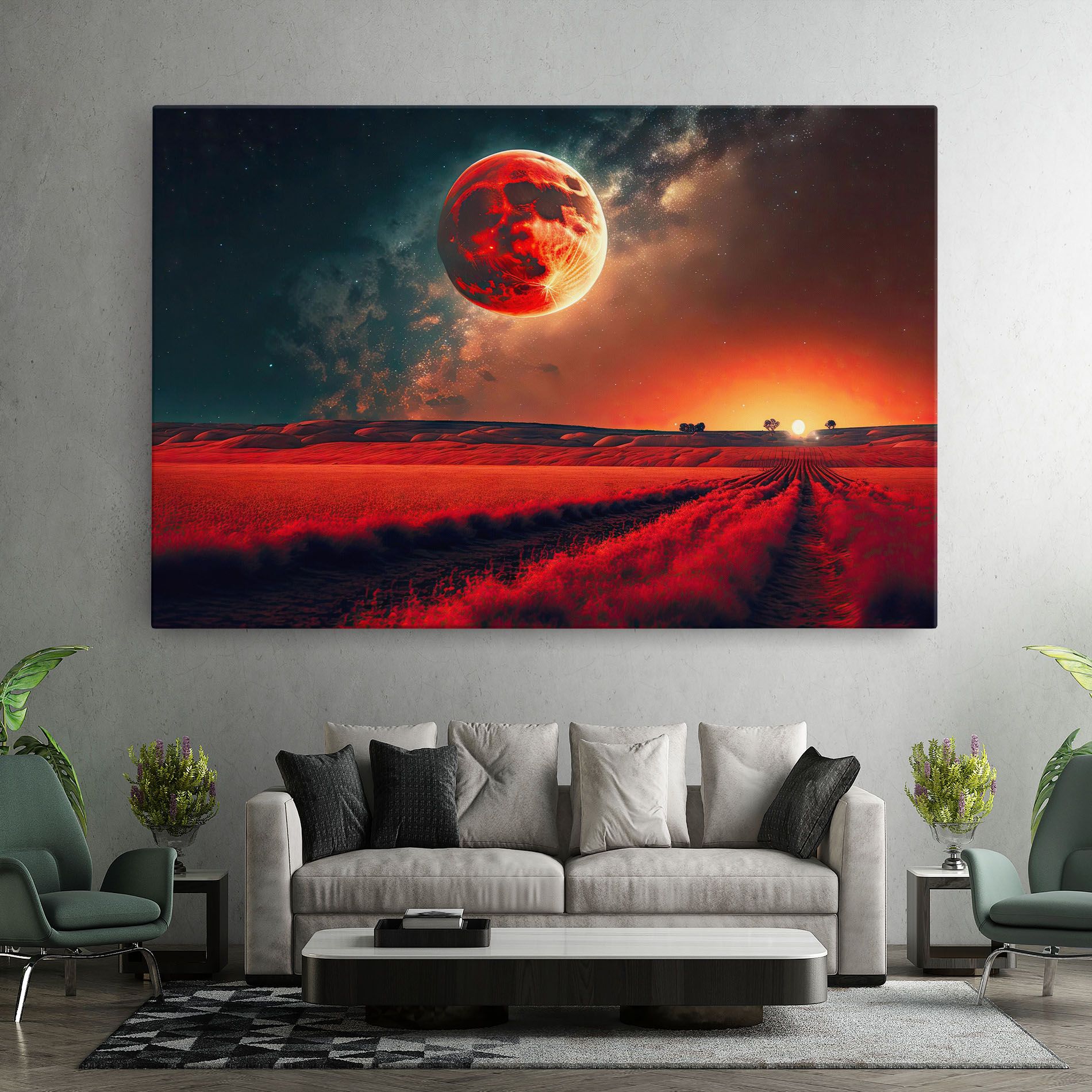 Huge Red Moon mockup 7