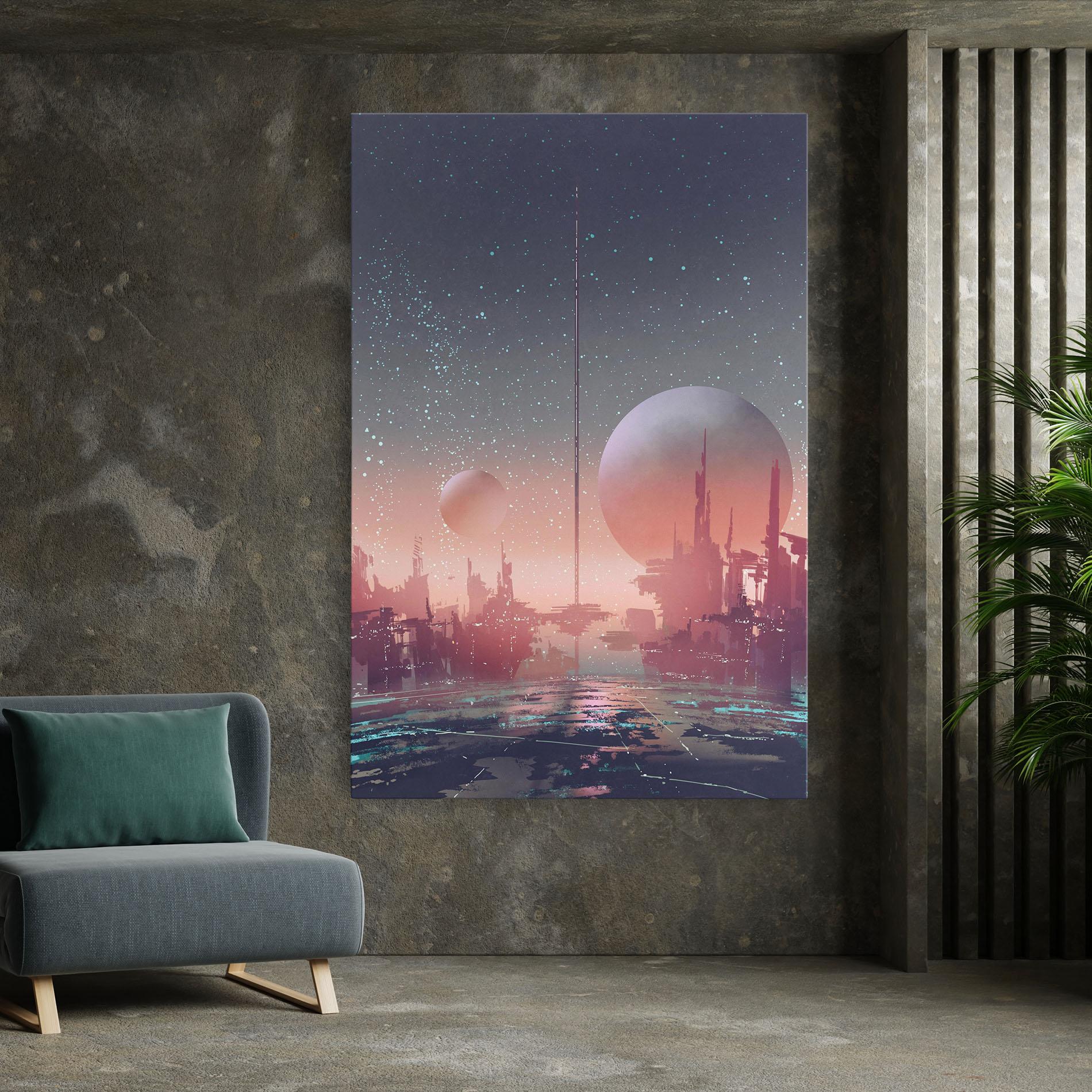 Vászonkép Futuristic Alien Buildings mockup 7