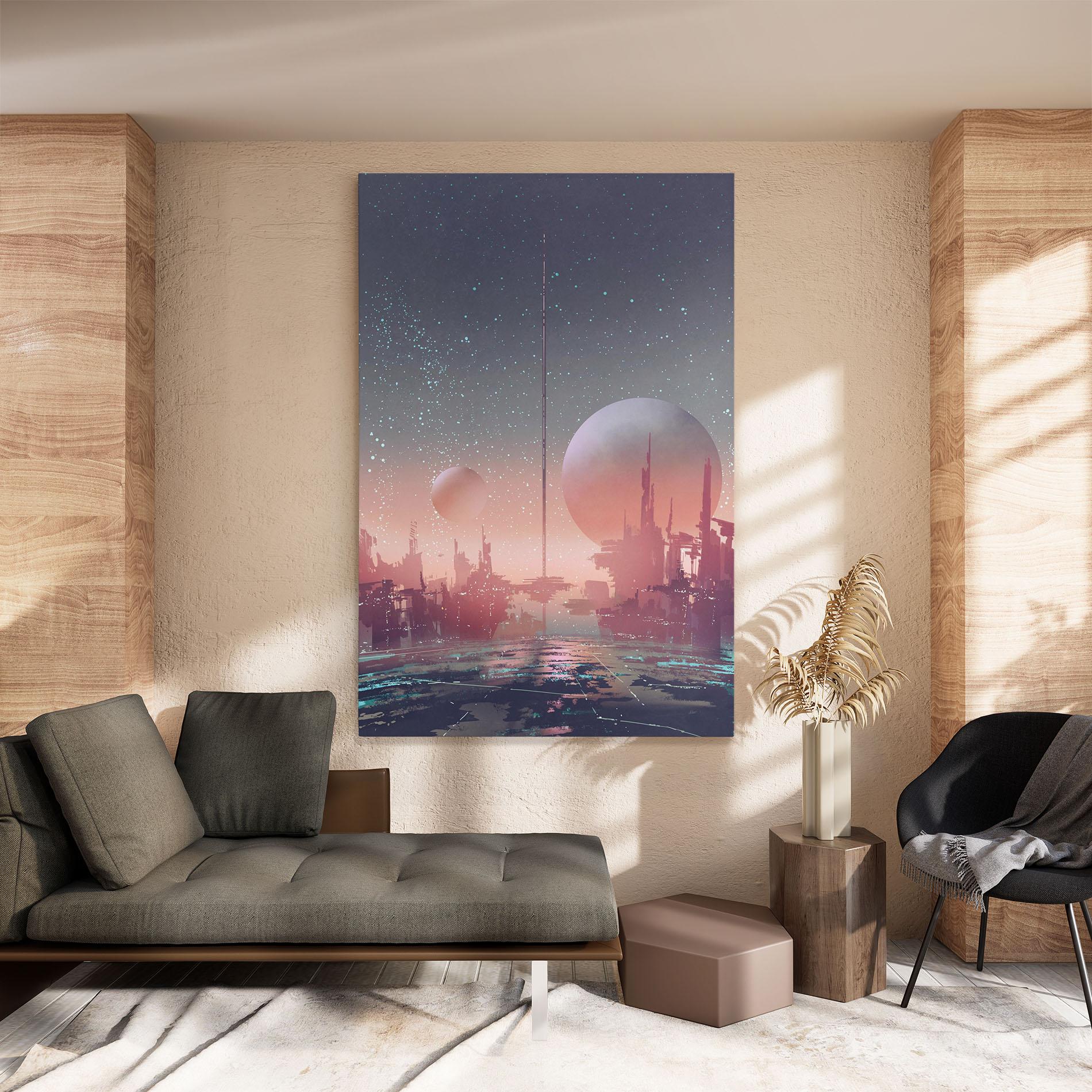 Vászonkép Futuristic Alien Buildings mockup 8