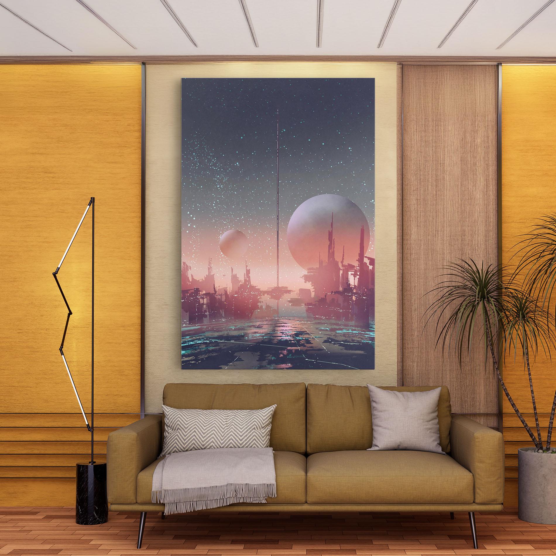 Vászonkép Futuristic Alien Buildings mockup 9