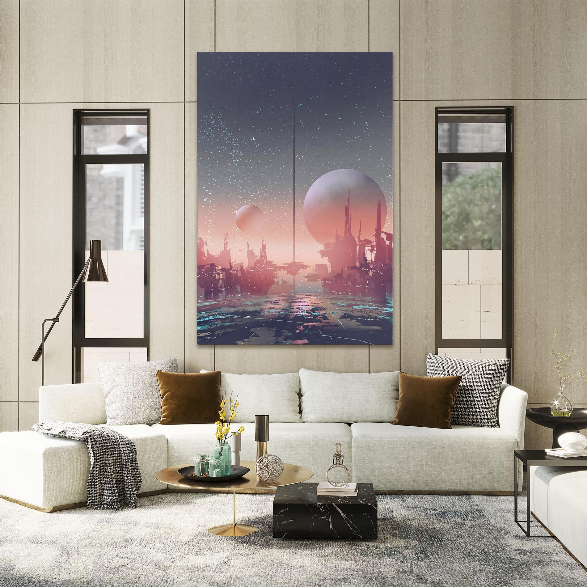 Vászonkép Futuristic Alien Buildings mockup 2