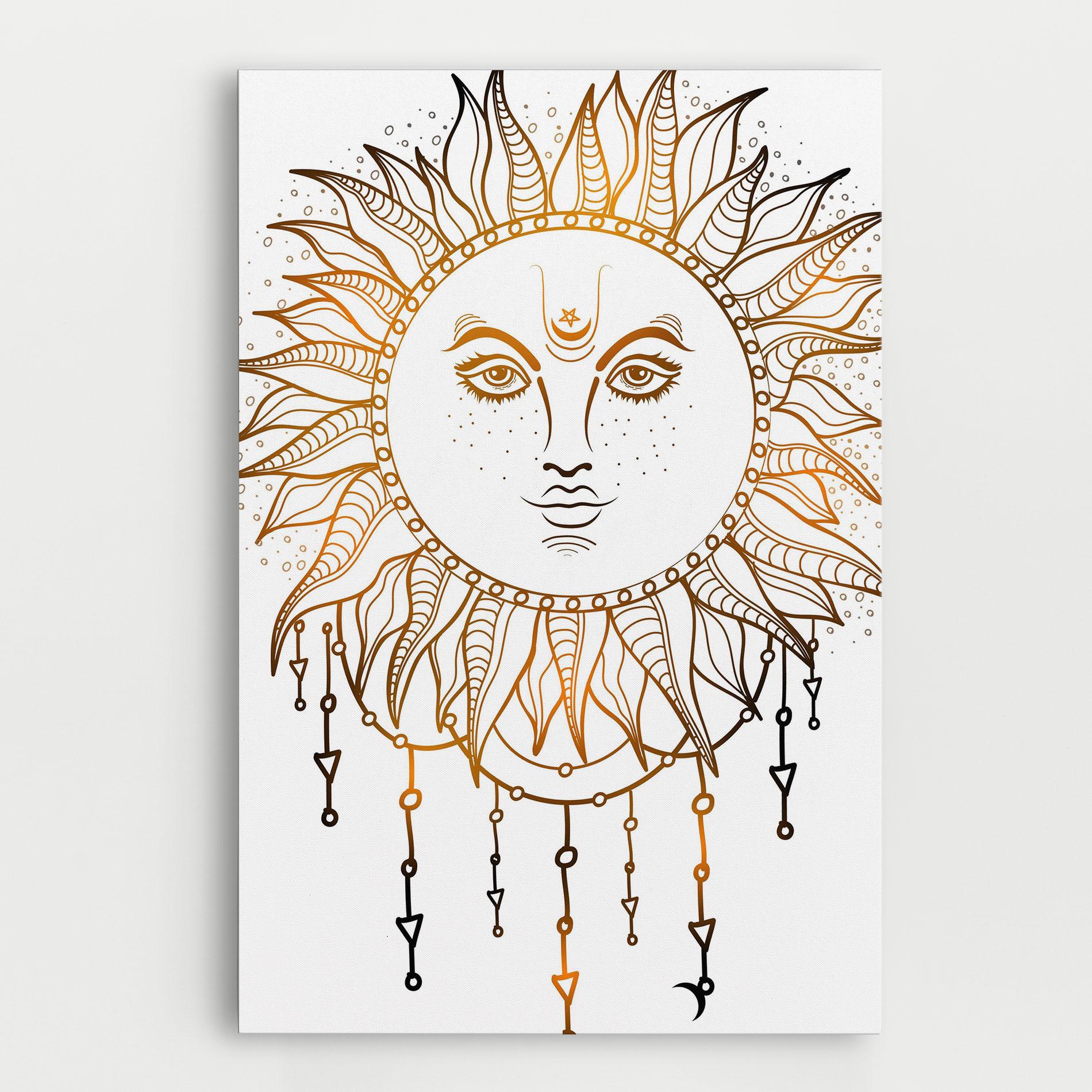 Vászonkép Gold Sun Face mockup 0